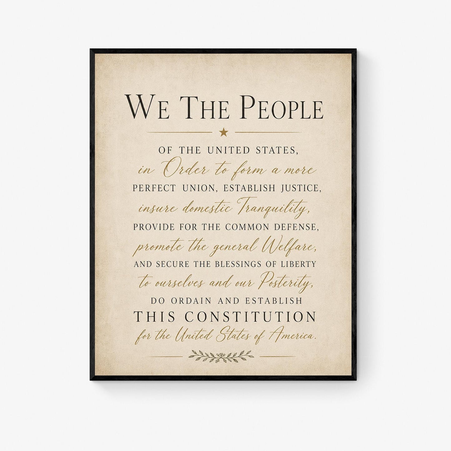 Constitution Preamble Wall Art Print | We The People | American Revolution | Historical Americana | Vintage Patriotic Home Decor