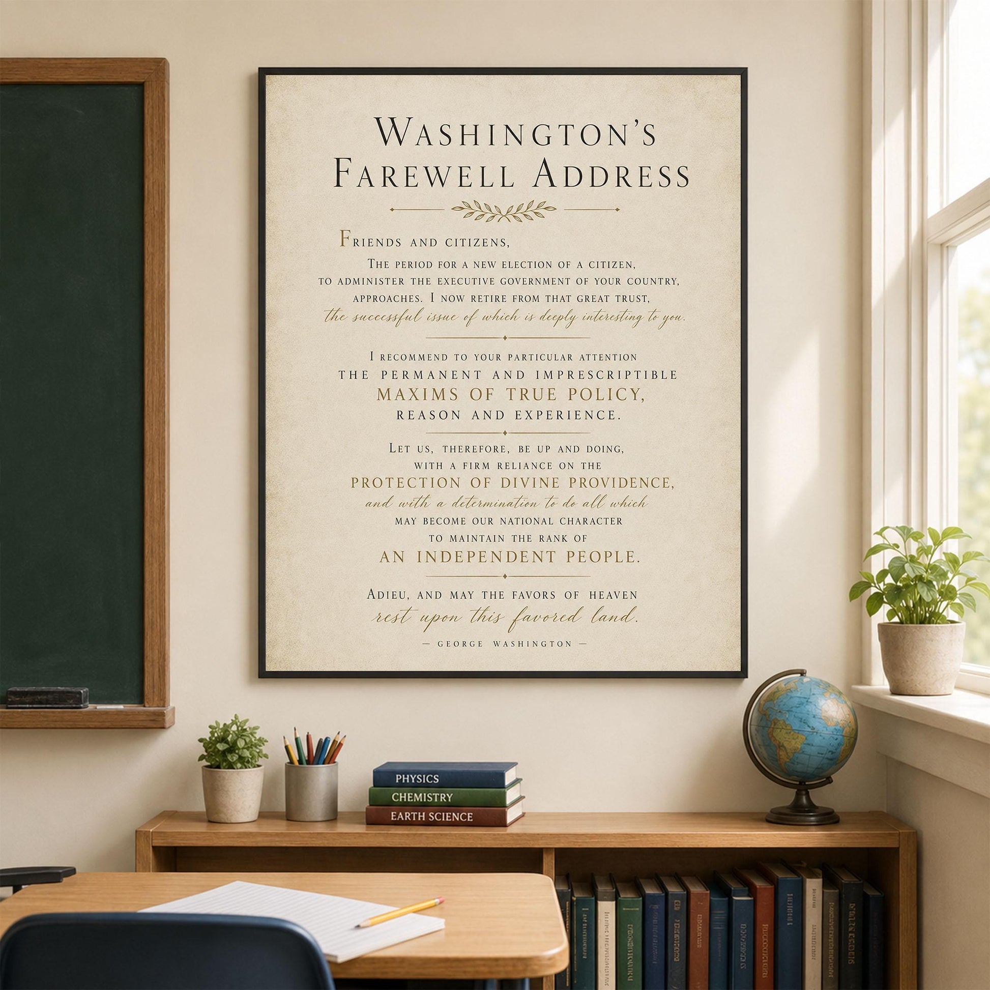 George Washington's Farewell Address Wall Art Print | American Revolution | Historical Americana | Vintage Patriotic Home Decor