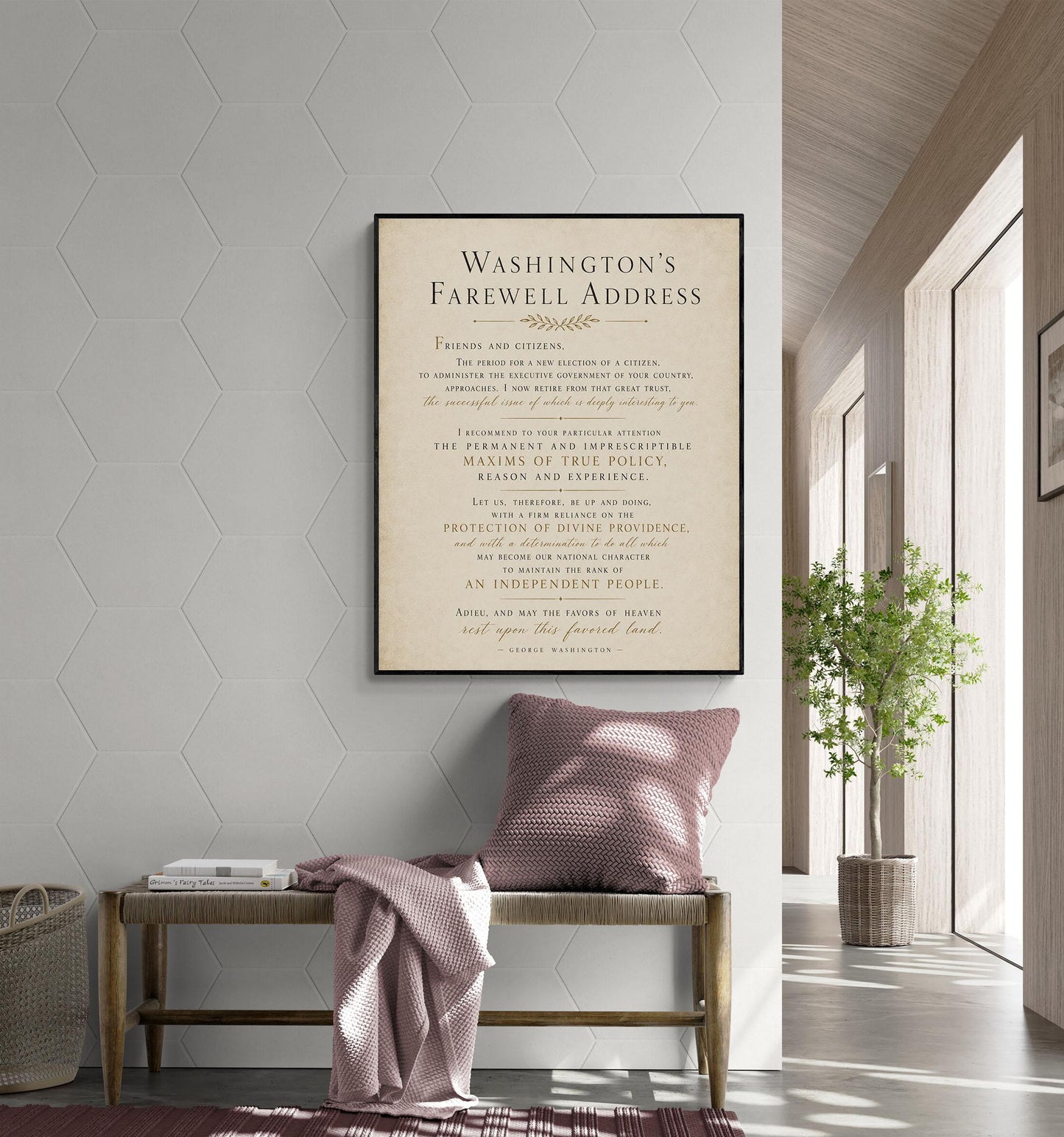 George Washington's Farewell Address Wall Art Print | American Revolution | Historical Americana | Vintage Patriotic Home Decor