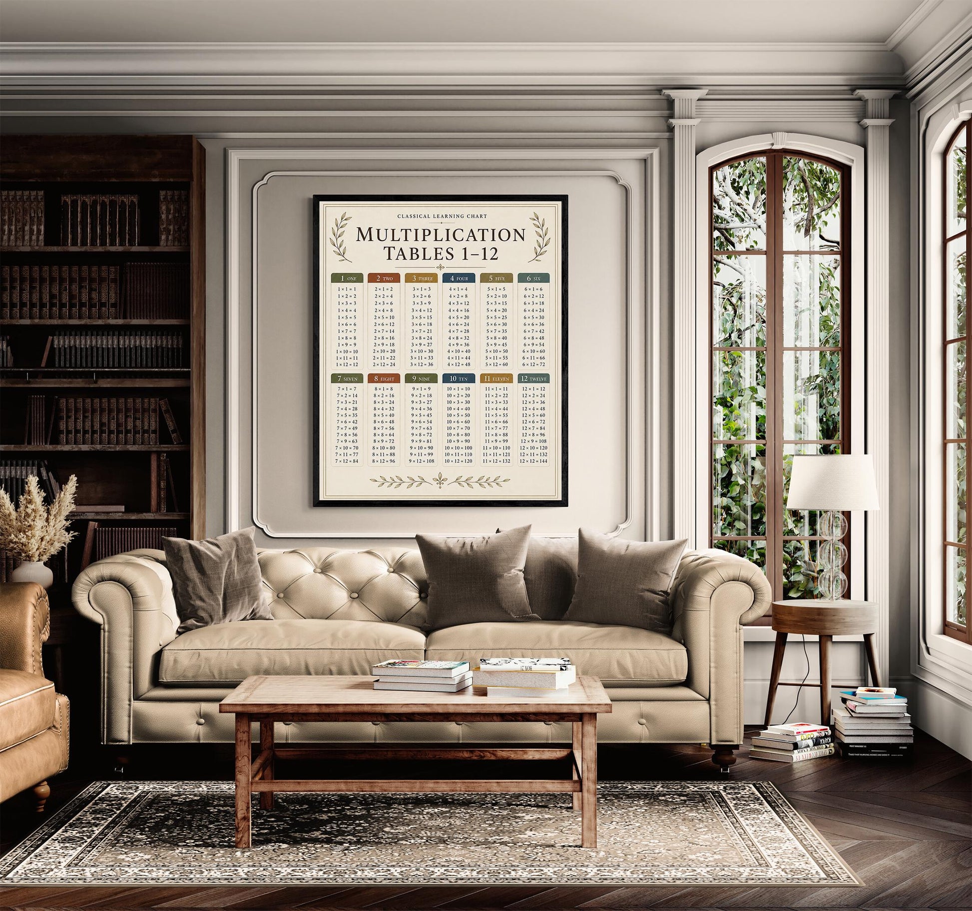 Multiplication Tables Chart Wall Art Print, Classical Learning Poster, Math Teacher Classroom Reference, Homeschool, Elementary Room Decor