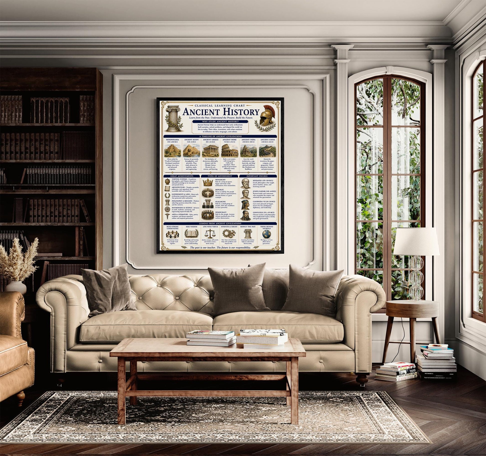 Ancient World History Chart Wall Art Print, Classical Learning Poster, Teacher Classroom Reference, Homeschool, Civilization Room Decor