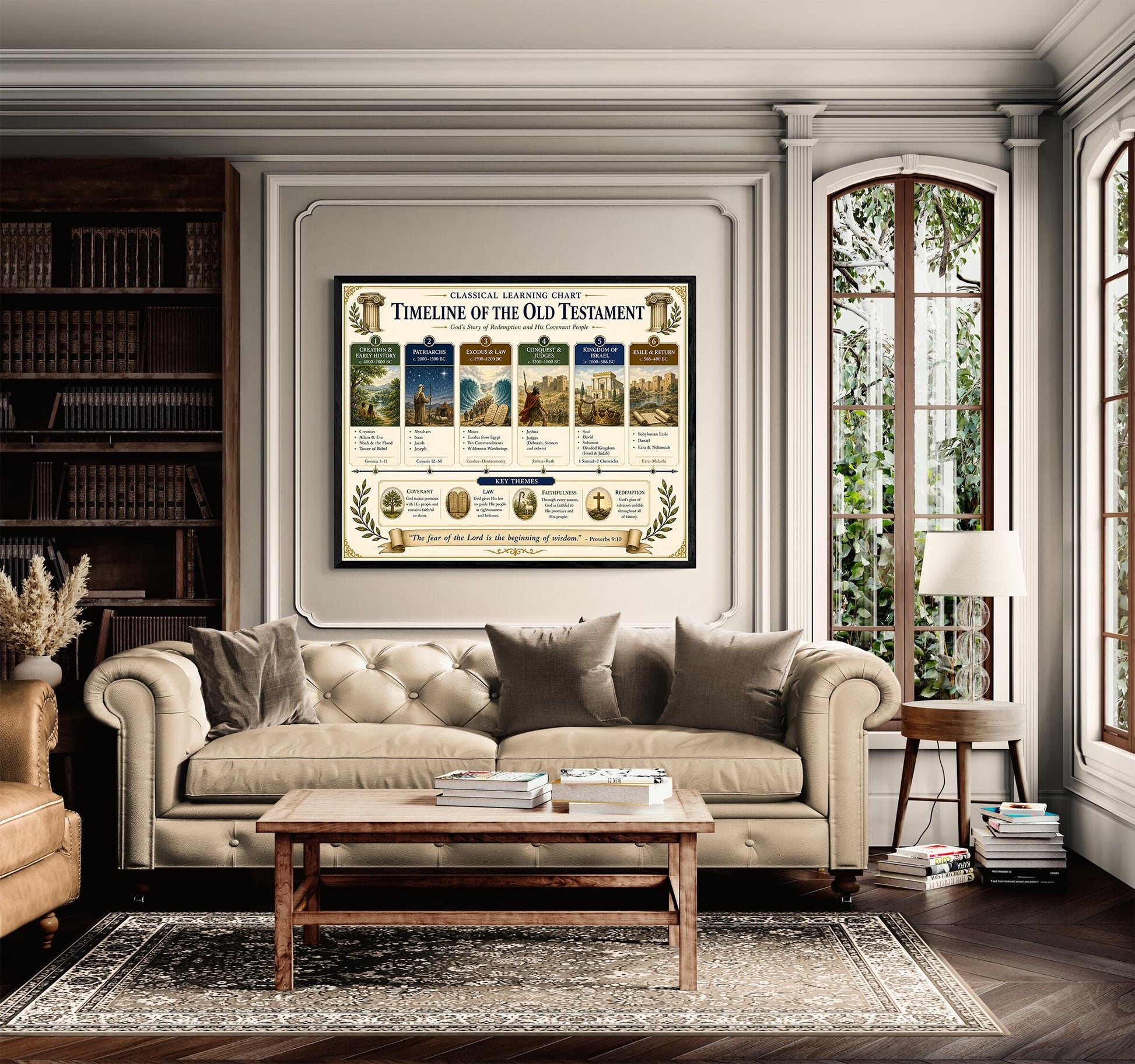 Timeline of the Old Testament Chart Wall Art Print, Classical Learning Poster, History Teacher Classroom Reference, Homeschool, Room Decor