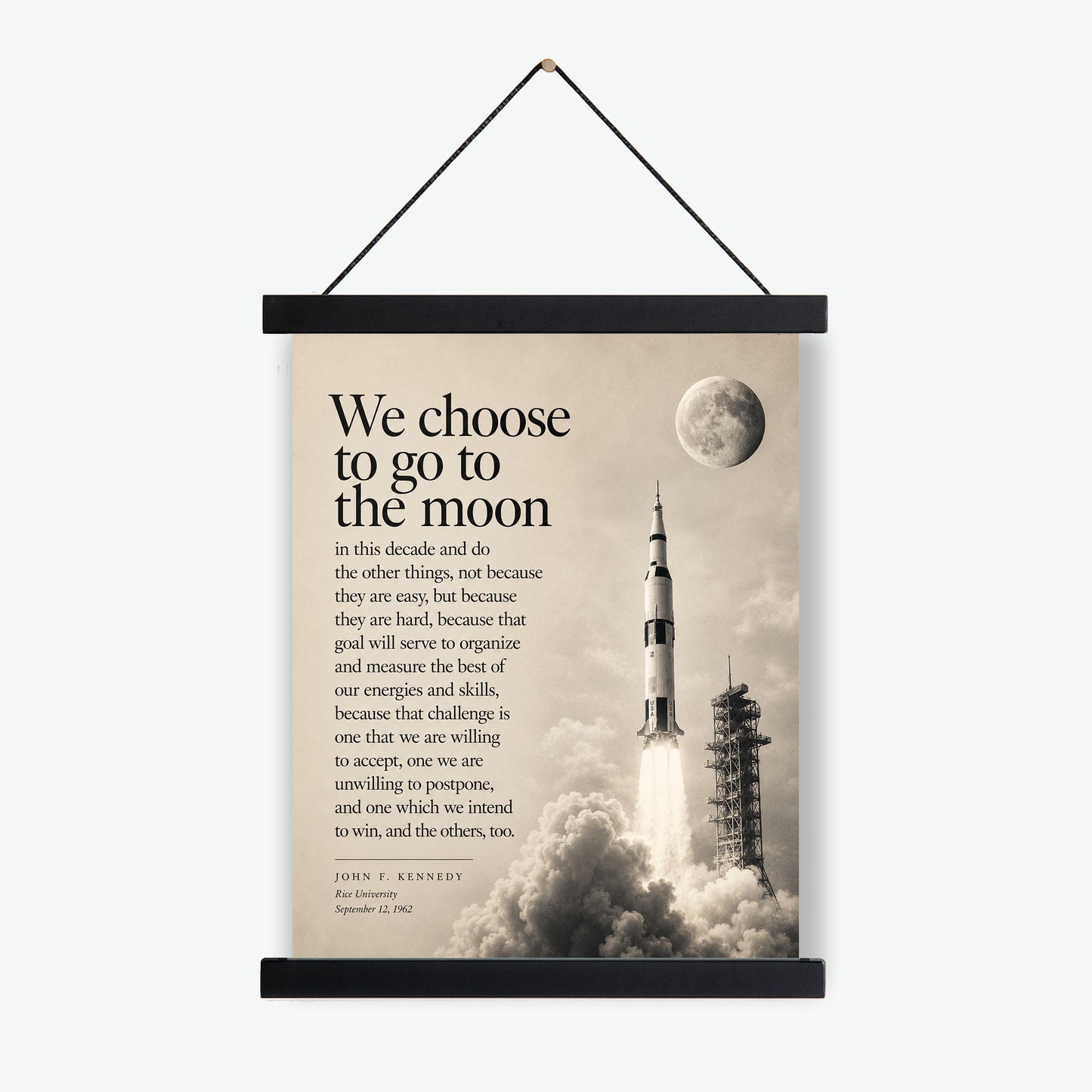 JFK Moon Speech Art Print, We Choose to Go to the Moon Quote, Apollo Program Wall Art, Space Exploration Home Decor, NASA Inspired Print