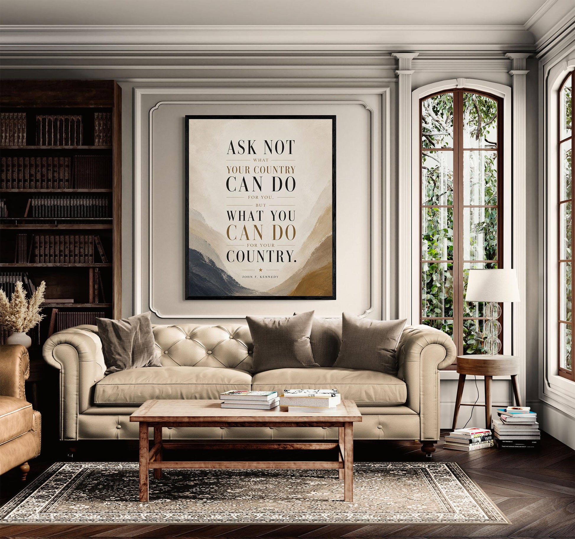 JFK Quote Art Print | Ask Not What Your Country Can Do For You | US President John F Kennedy | Living Room | Patriotic Home Decor | History
