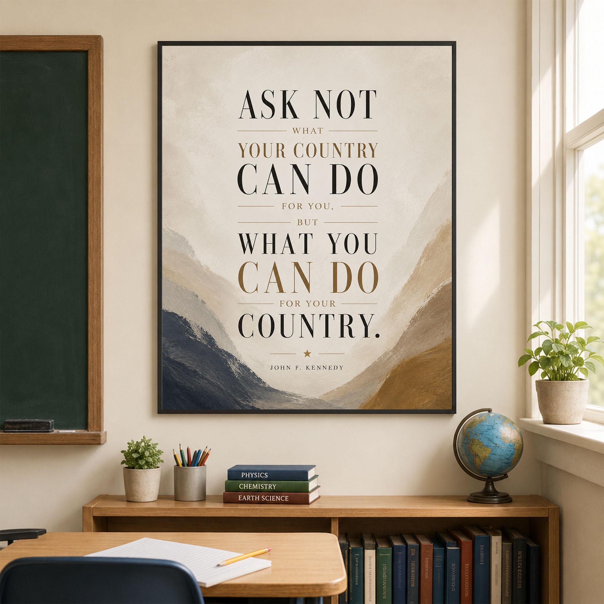 JFK Quote Art Print | Ask Not What Your Country Can Do For You | US President John F Kennedy | Living Room | Patriotic Home Decor | History