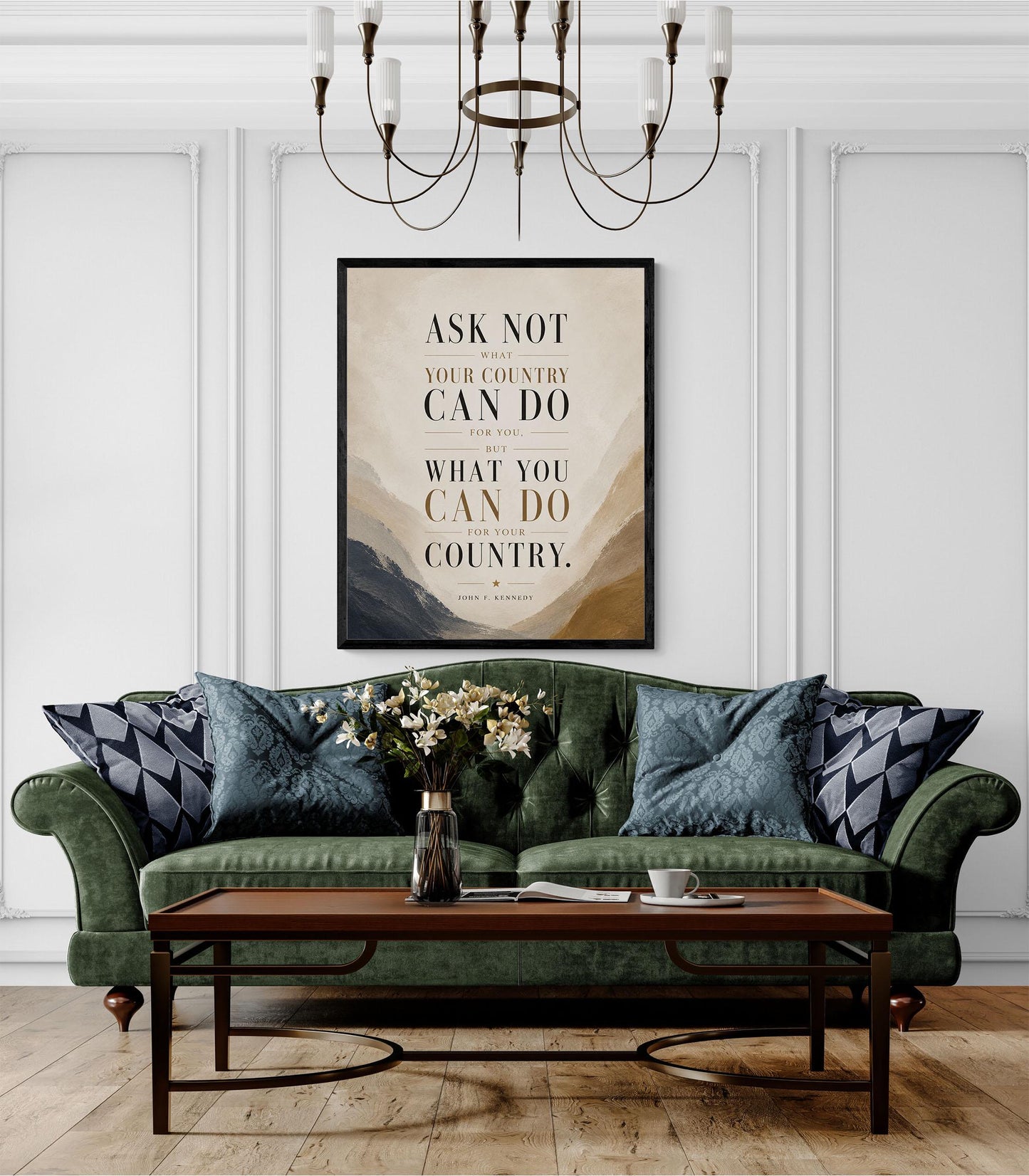 JFK Quote Art Print | Ask Not What Your Country Can Do For You | US President John F Kennedy | Living Room | Patriotic Home Decor | History