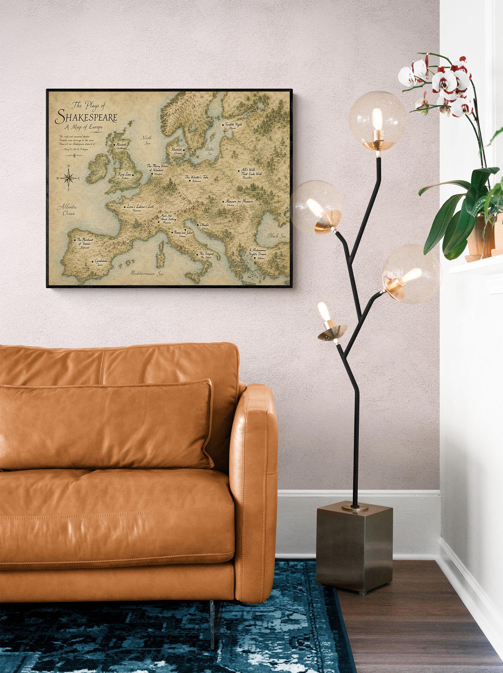 Shakespeare Plays Map of Europe Wall Art Print | Literary Poster | English Teacher Gift | Classroom Home Decor