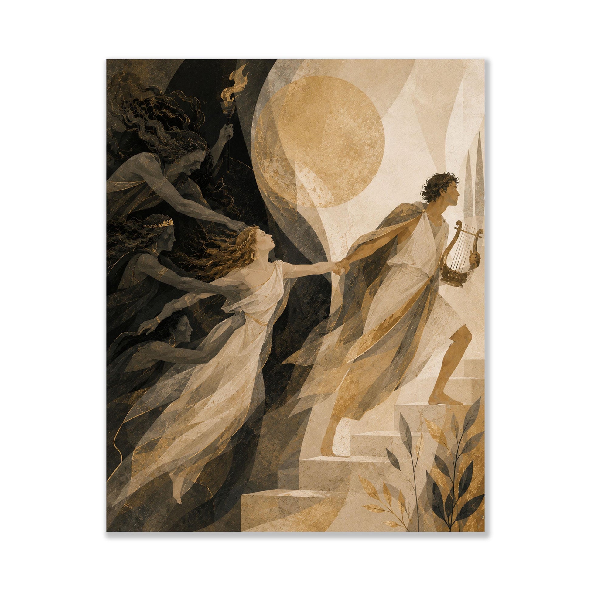 Orpheus and Eurydice Art Print | Ancient Greek Mythology | Classic | Literary | Gods and Goddess Myth | Room | Home Decor Poster
