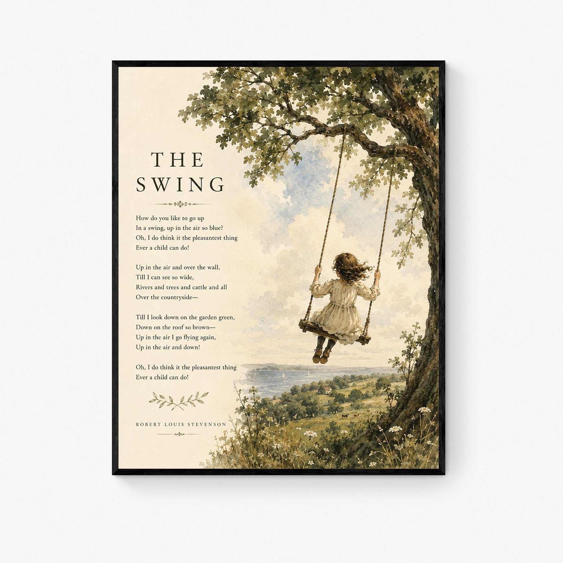 The Swing Poem Quote Wall Art Print | Robert Louis Stevenson | Poetry | Children's Room | Nursery | Vintage Home Decor | Literary Gift