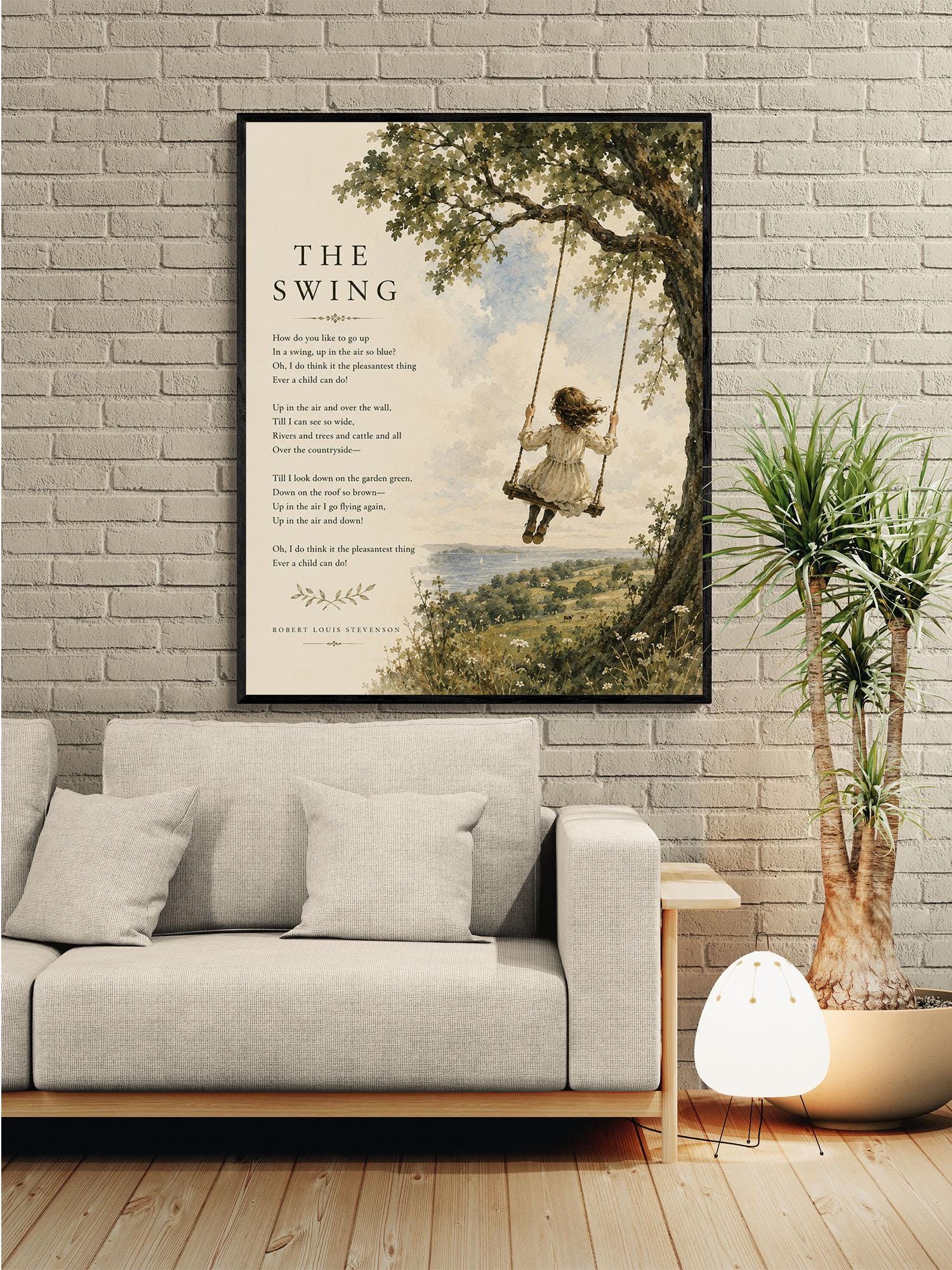 The Swing Poem Quote Wall Art Print | Robert Louis Stevenson | Poetry | Children's Room | Nursery | Vintage Home Decor | Literary Gift