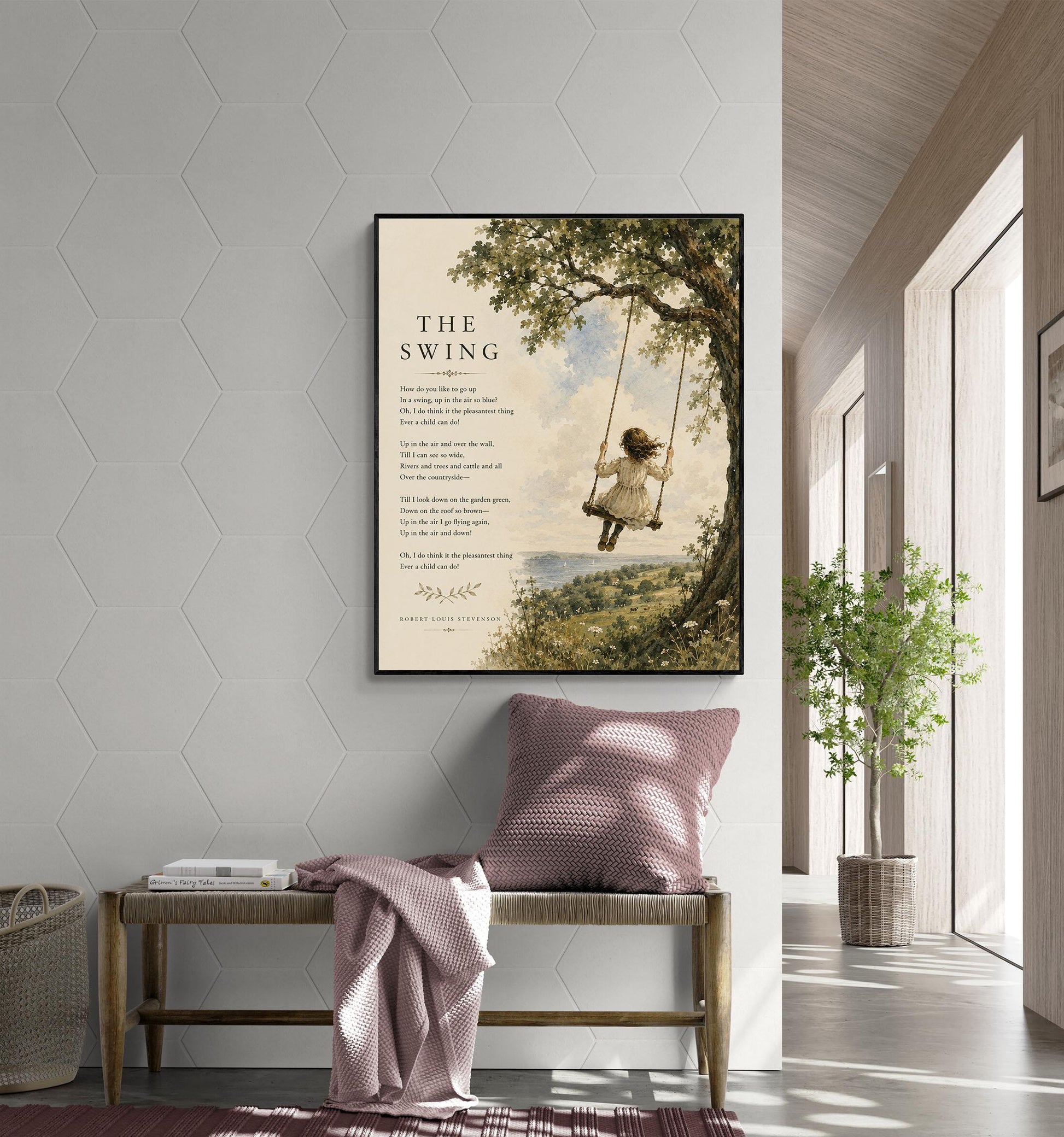 The Swing Poem Quote Wall Art Print | Robert Louis Stevenson | Poetry | Children's Room | Nursery | Vintage Home Decor | Literary Gift