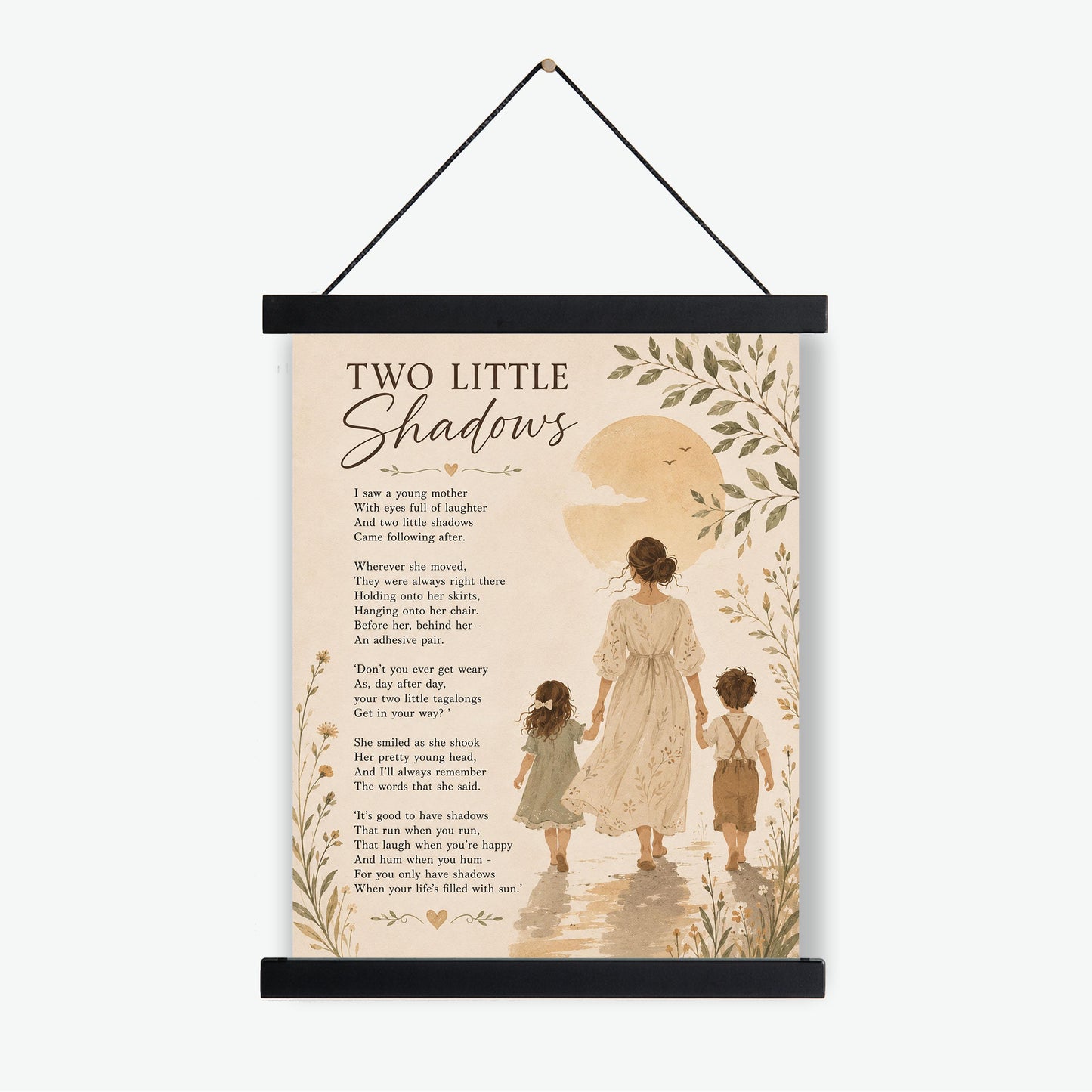 Two Little Shadows Poem Quote Wall Art Print | Poetry | Children's Room | Nursery | Vintage Family Home Decor | Literary Gift