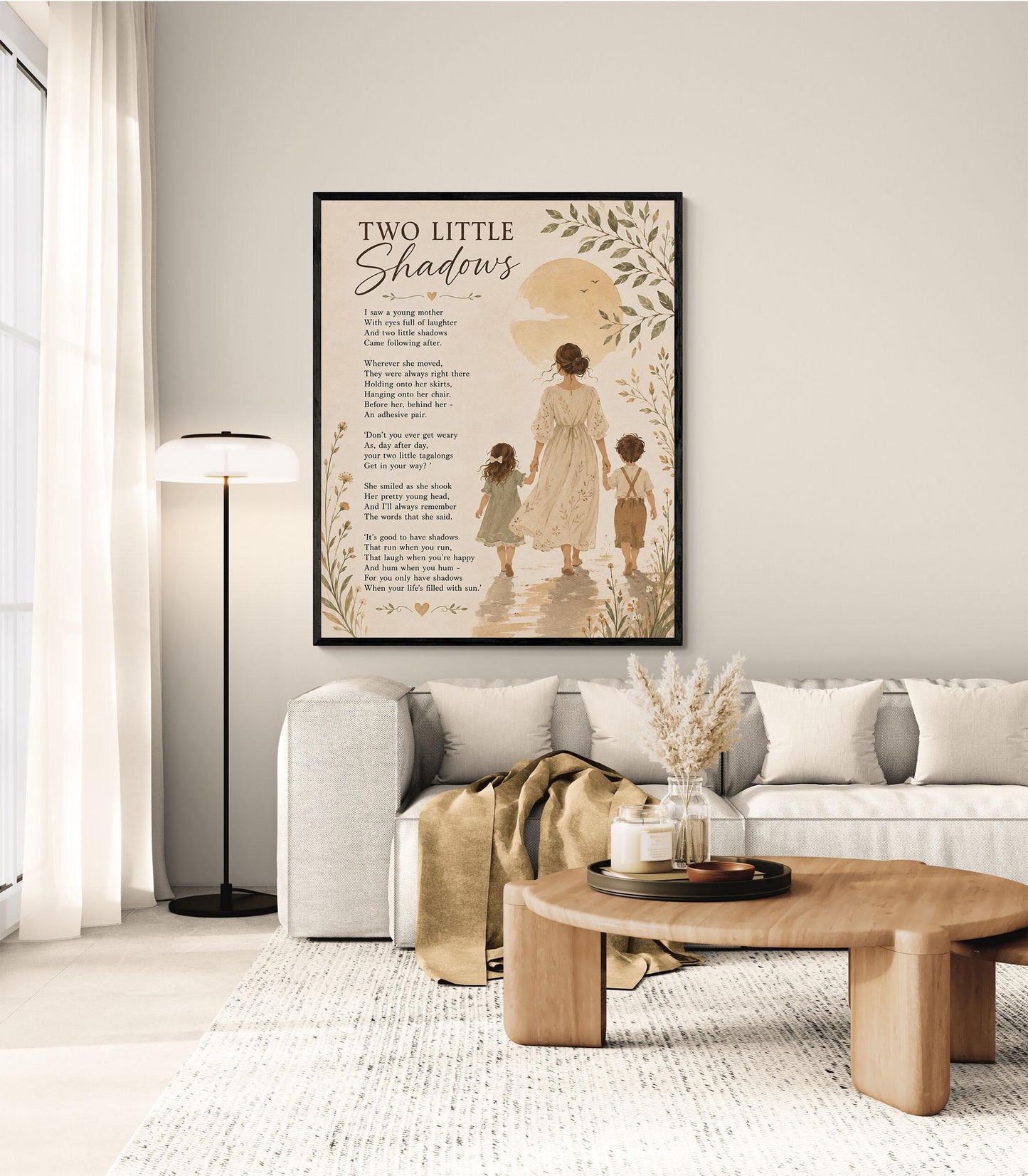 Two Little Shadows Poem Quote Wall Art Print | Poetry | Children's Room | Nursery | Vintage Family Home Decor | Literary Gift
