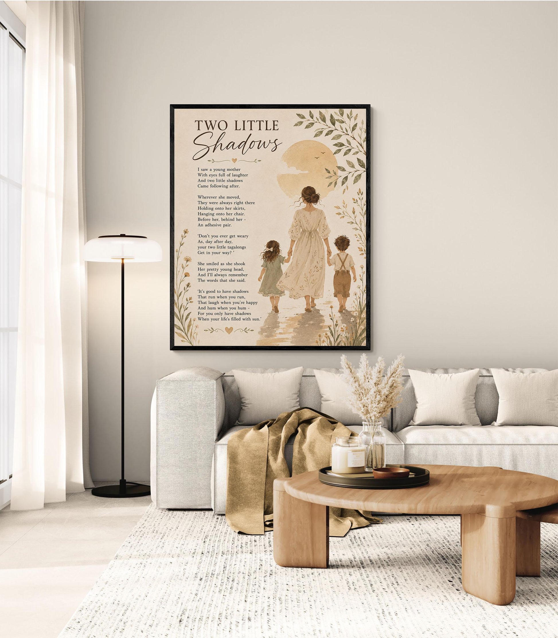 Two Little Shadows Poem Quote Wall Art Print | Poetry | Children's Room | Nursery | Vintage Family Home Decor | Literary Gift