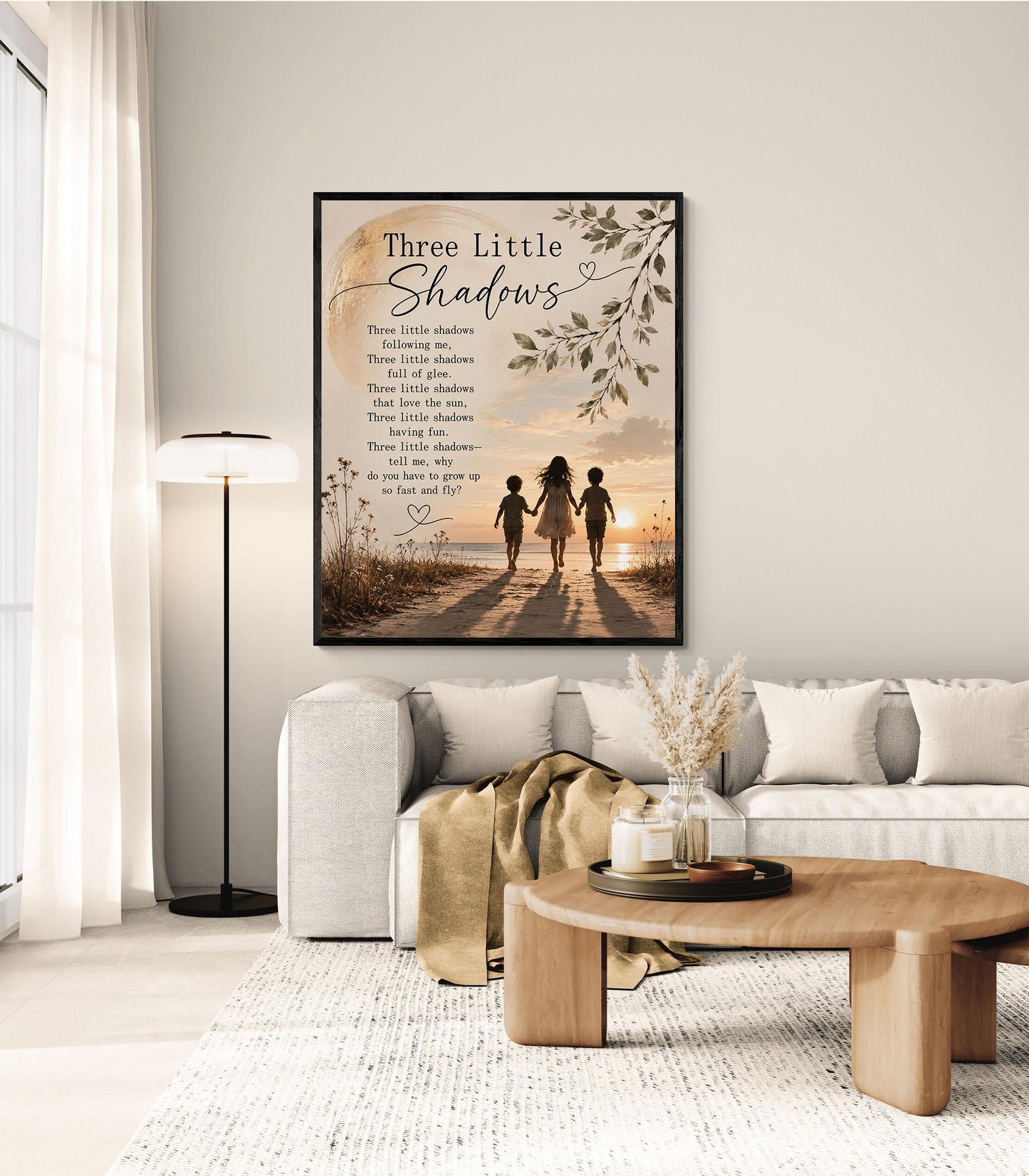Three Little Shadows Poem Wall Art Print | Poetry | Children's Room | Nursery | Vintage Family Home Decor | Literary Gift
