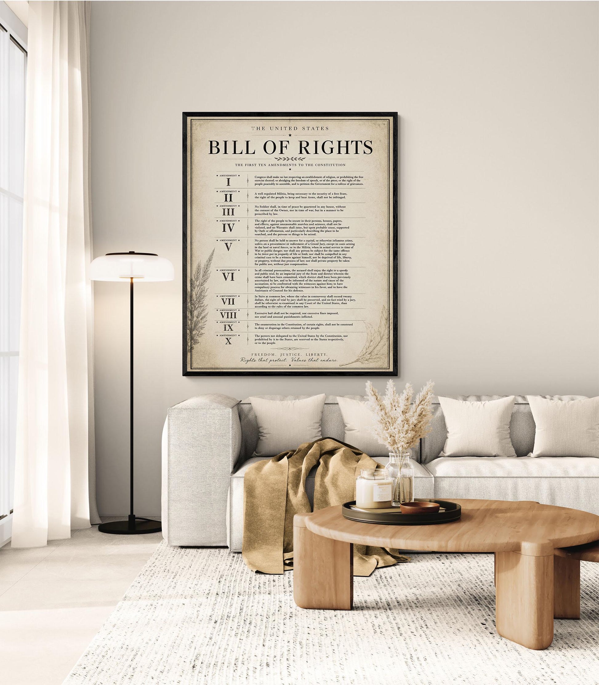Bill of Rights Wall Art Print | American Constitutional Amendments | Historical Americana | Civics Classroom | Vintage Patriotic Home Decor
