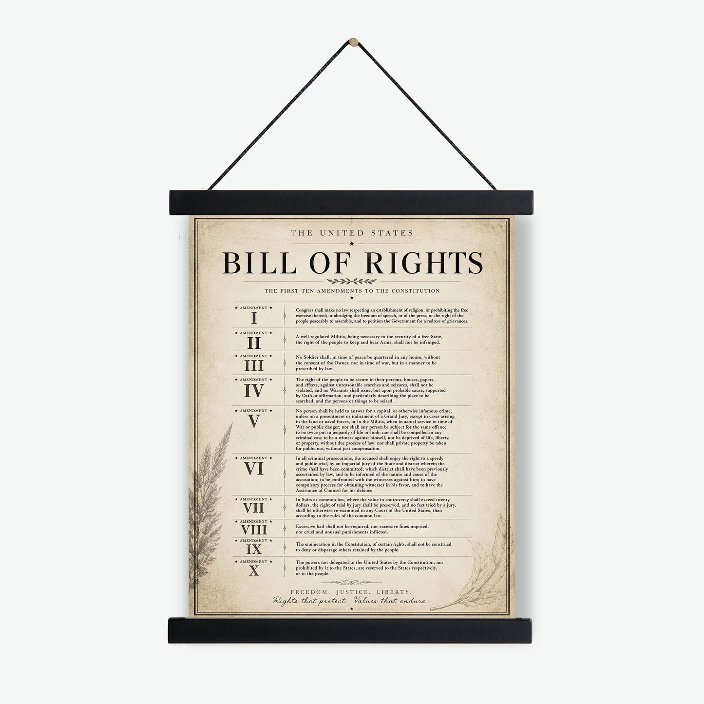 Bill of Rights Wall Art Print | American Constitutional Amendments | Historical Americana | Civics Classroom | Vintage Patriotic Home Decor