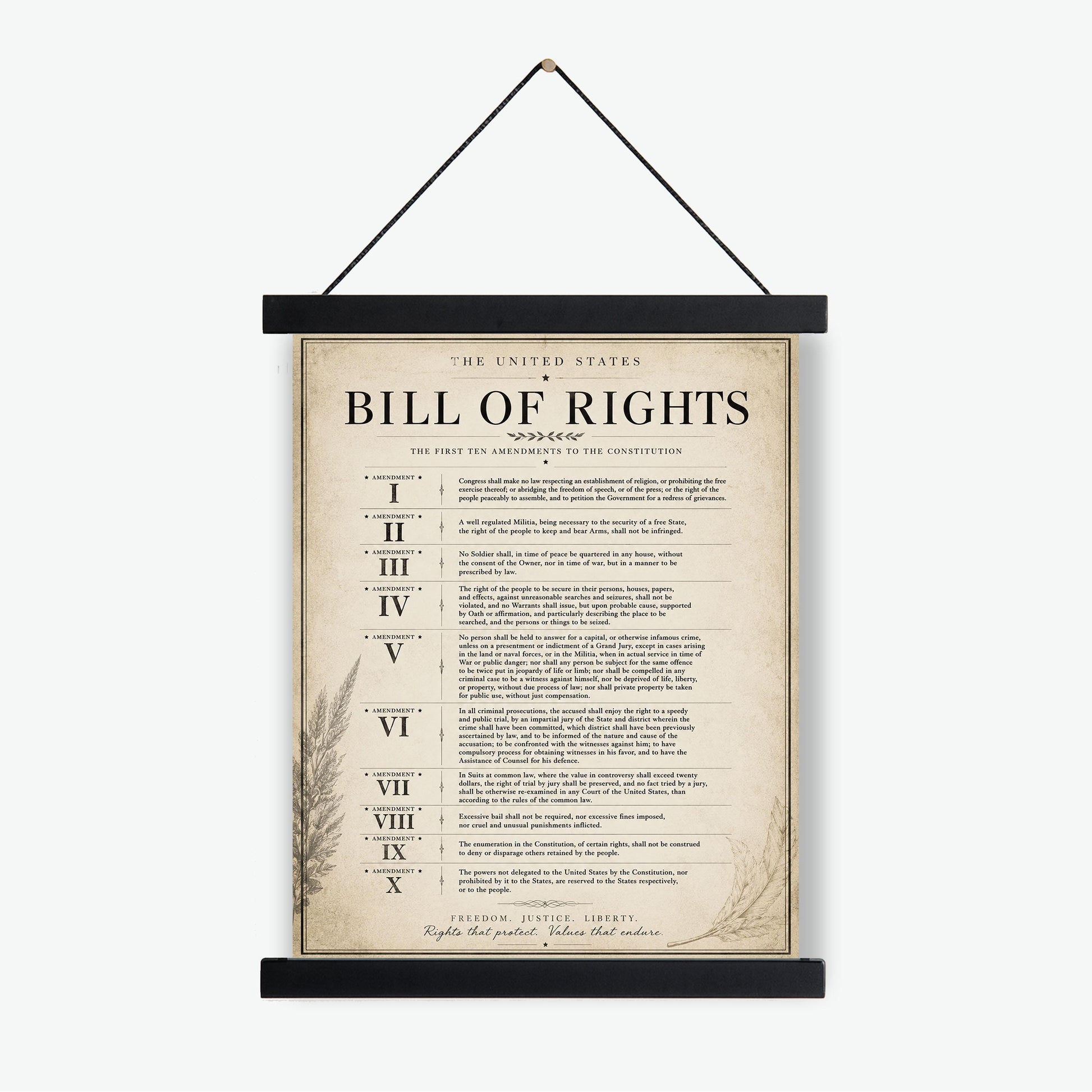 Bill of Rights Wall Art Print | American Constitutional Amendments | Historical Americana | Civics Classroom | Vintage Patriotic Home Decor