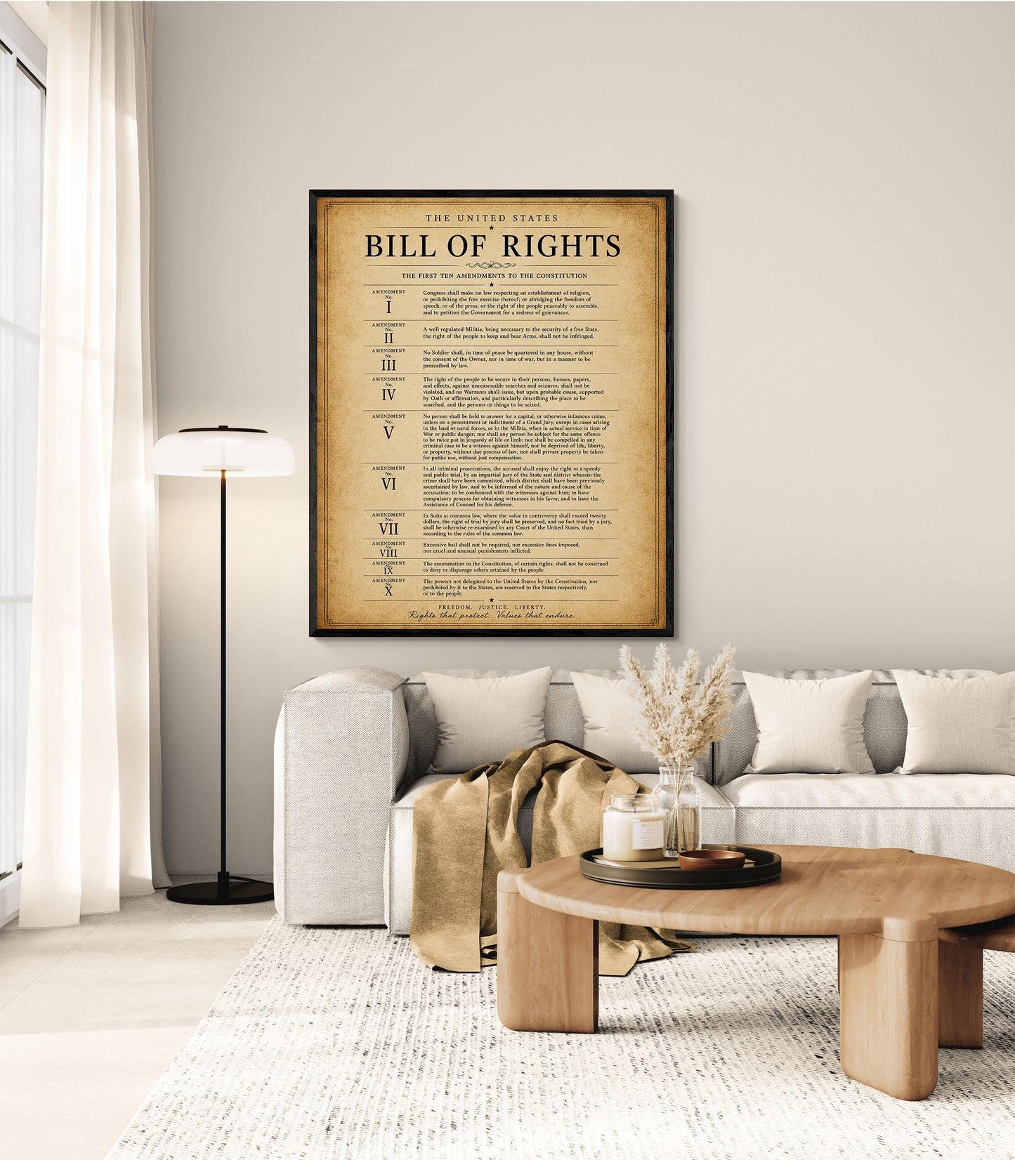 Bill of Rights Wall Art Print | American Constitutional Amendments | Historical Americana | Civics Classroom | Liberty Patriotic Home Decor
