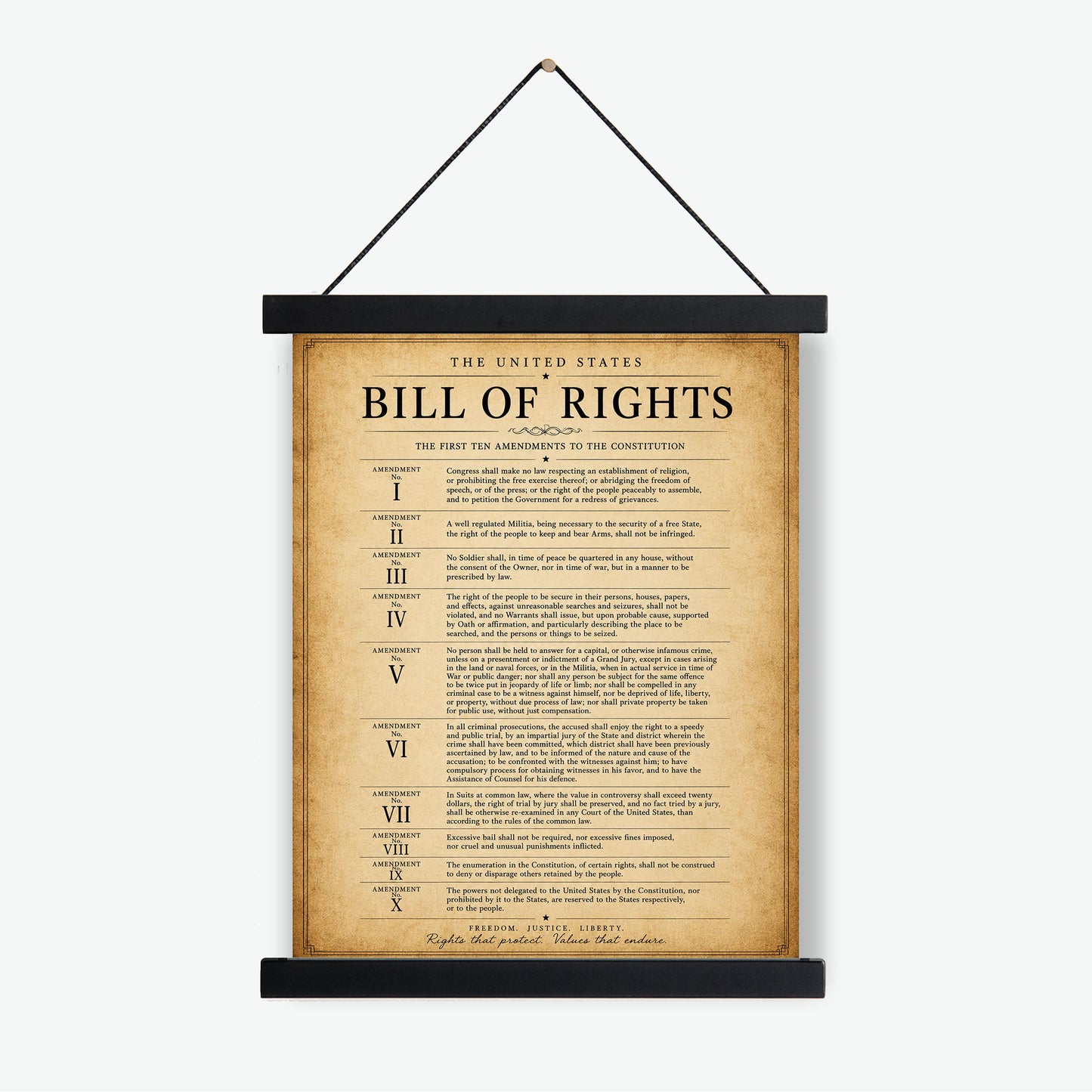 Bill of Rights Wall Art Print | American Constitutional Amendments | Historical Americana | Civics Classroom | Liberty Patriotic Home Decor