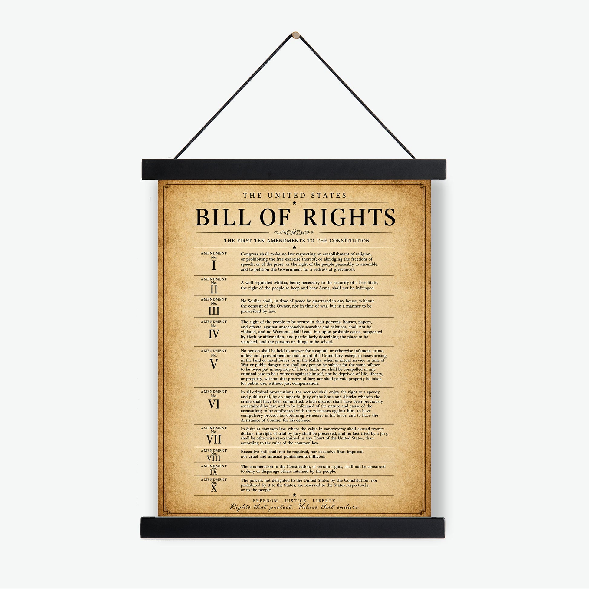 Bill of Rights Wall Art Print | American Constitutional Amendments | Historical Americana | Civics Classroom | Liberty Patriotic Home Decor