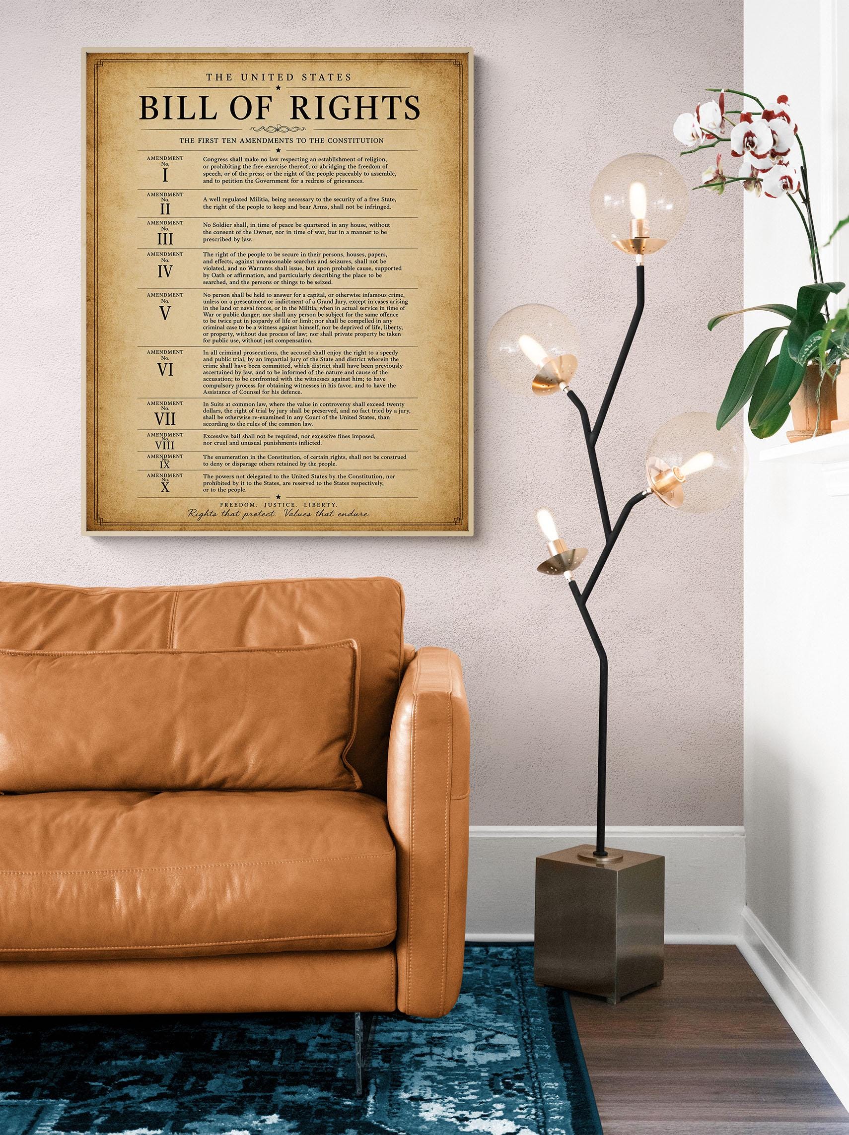 Bill of Rights Wall Art Print | American Constitutional Amendments | Historical Americana | Civics Classroom | Liberty Patriotic Home Decor