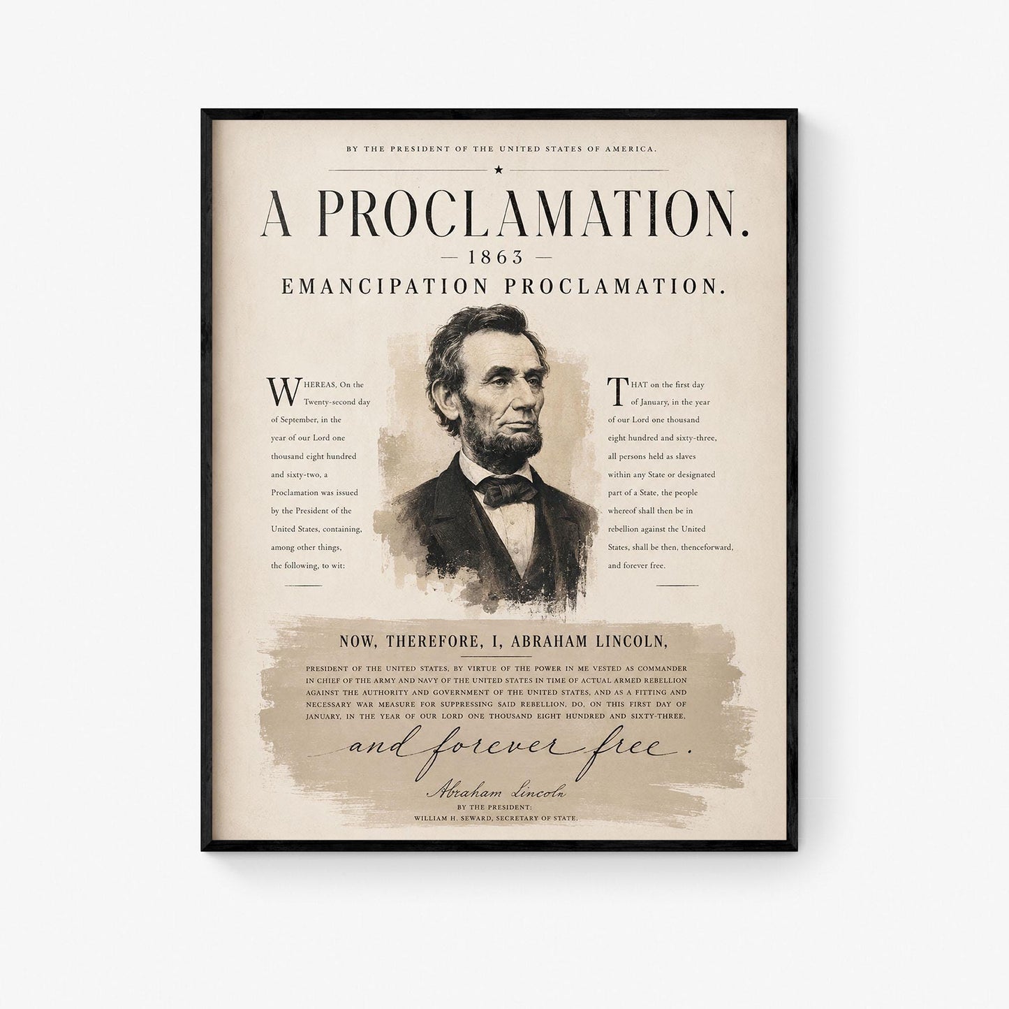 Emancipation Proclamation Wall Art Print | Abraham Lincoln | Civil War History | Teacher Classroom | Liberty Home Decor