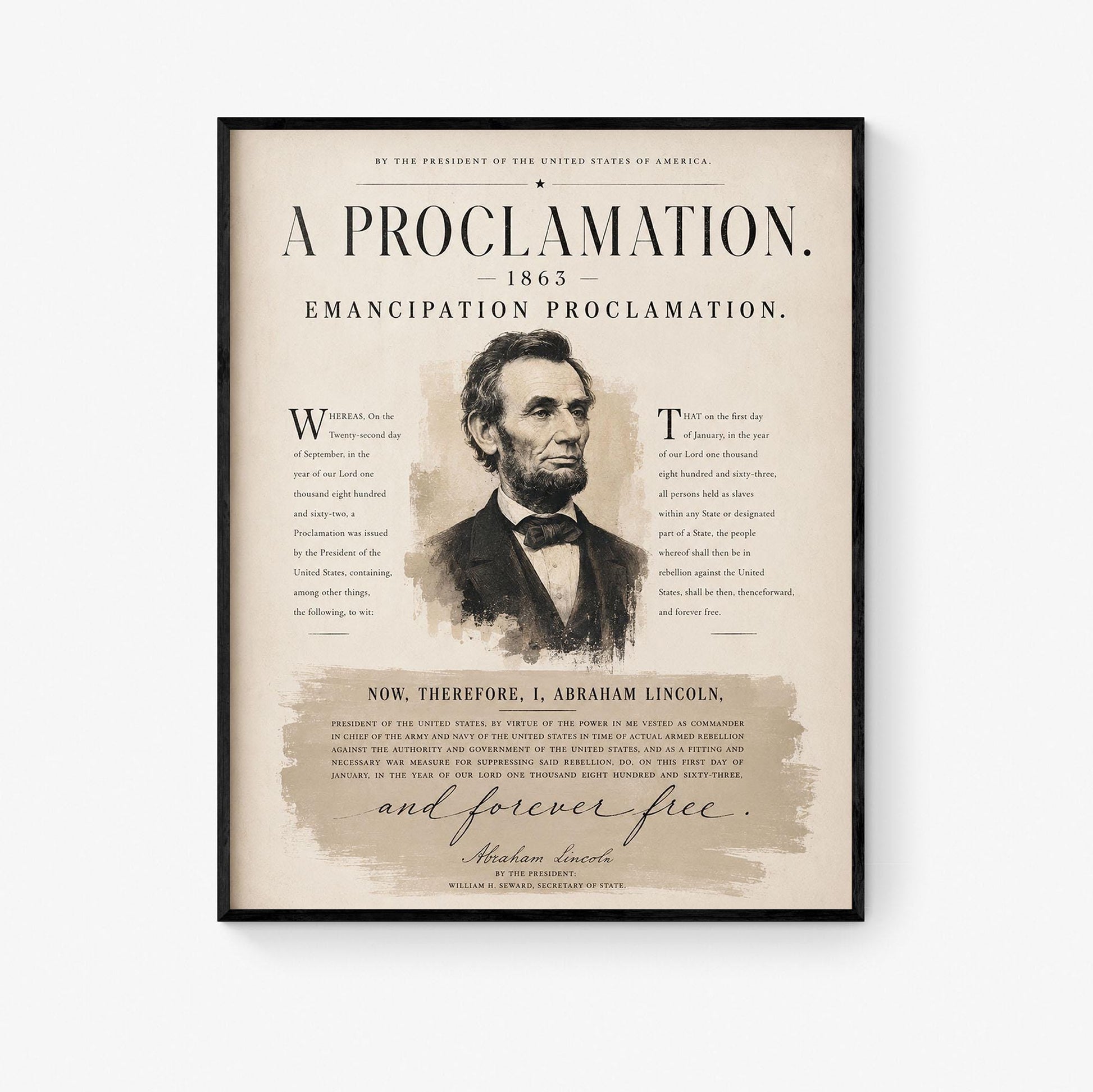 Emancipation Proclamation Wall Art Print | Abraham Lincoln | Civil War History | Teacher Classroom | Liberty Home Decor