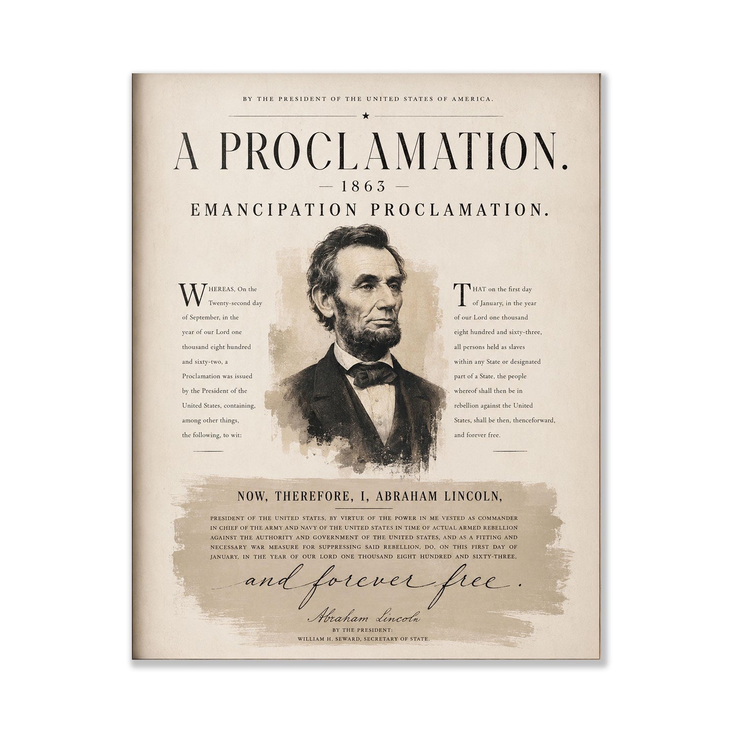 Emancipation Proclamation Wall Art Print | Abraham Lincoln | Civil War History | Teacher Classroom | Liberty Home Decor