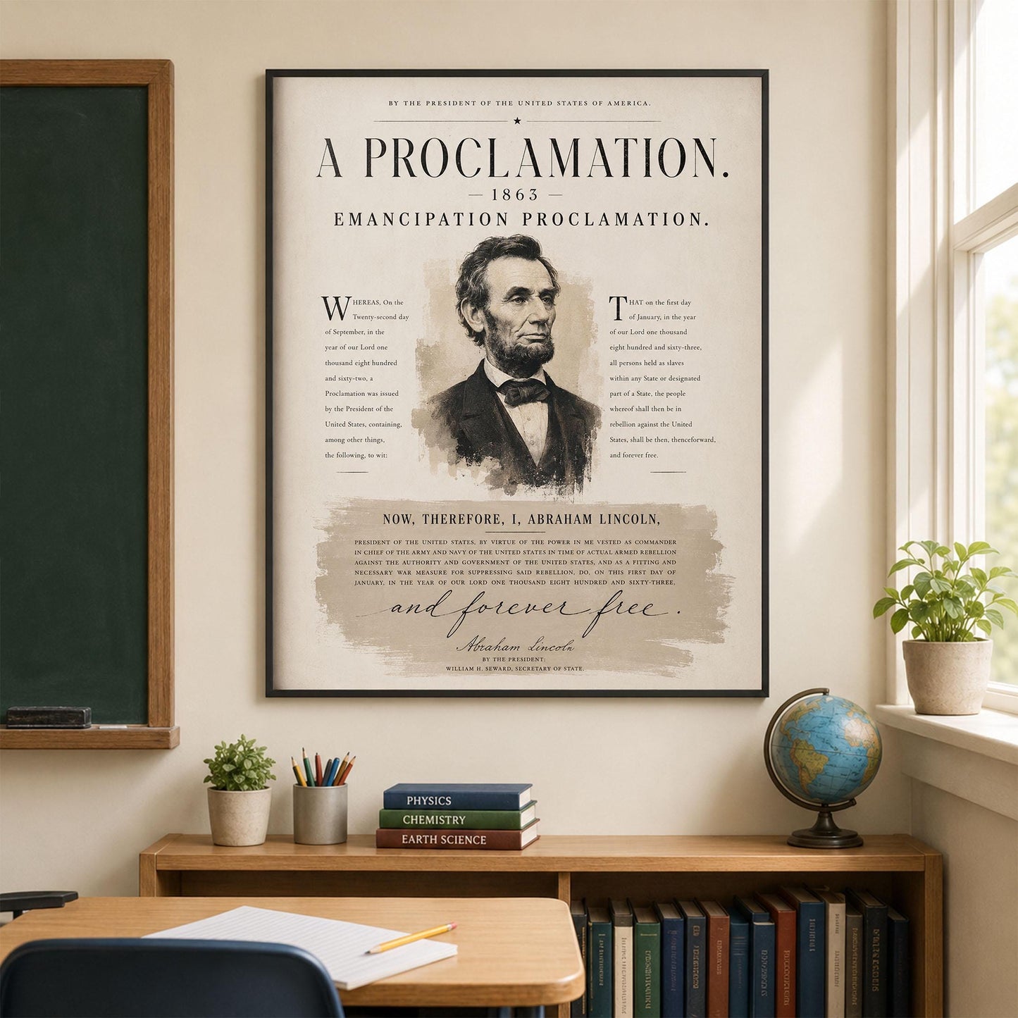 Emancipation Proclamation Wall Art Print | Abraham Lincoln | Civil War History | Teacher Classroom | Liberty Home Decor