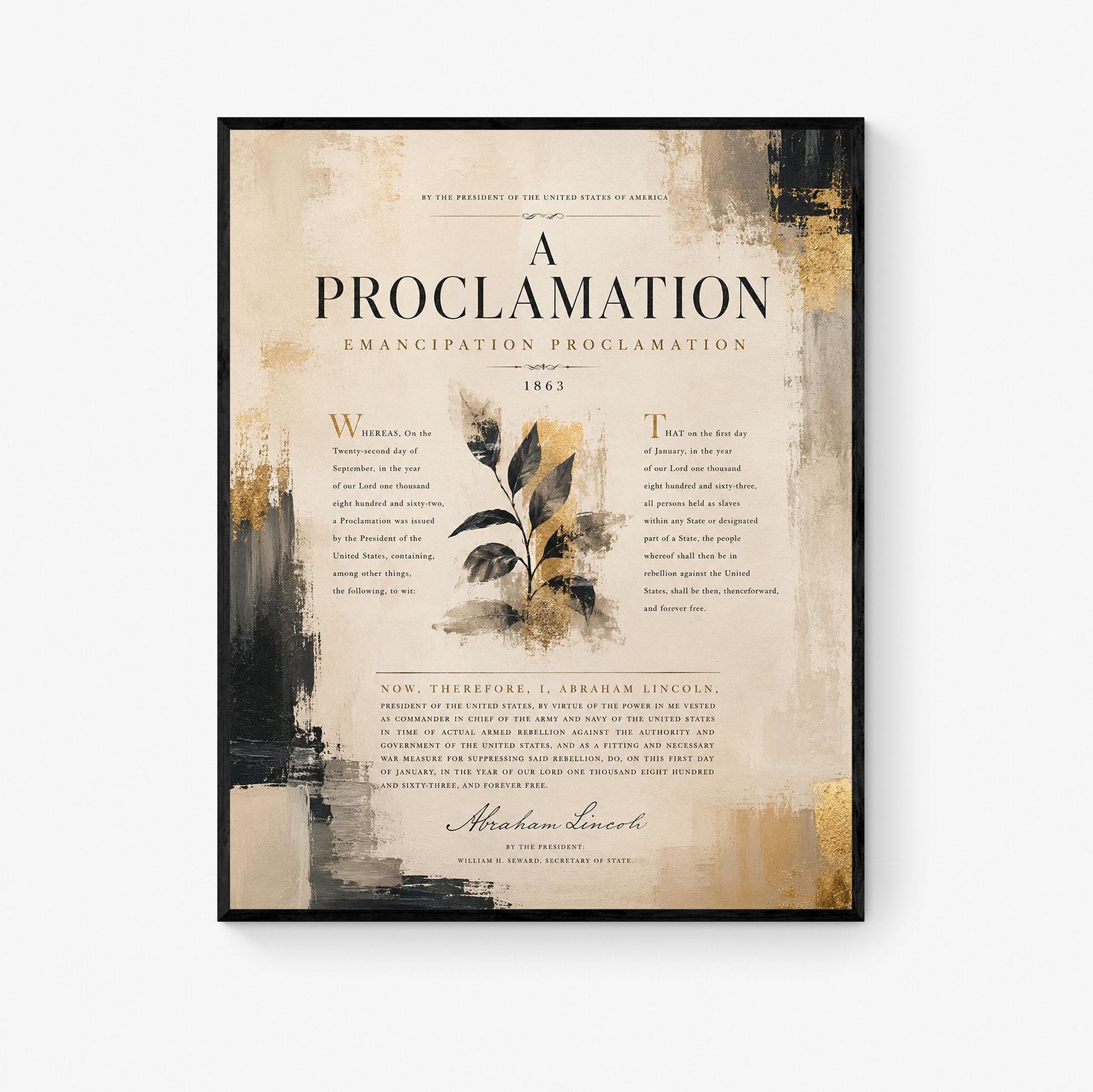 Emancipation Proclamation Wall Art Print, Abraham Lincoln Document, Neutral Historical Home Decor, American History, Freedom Poster