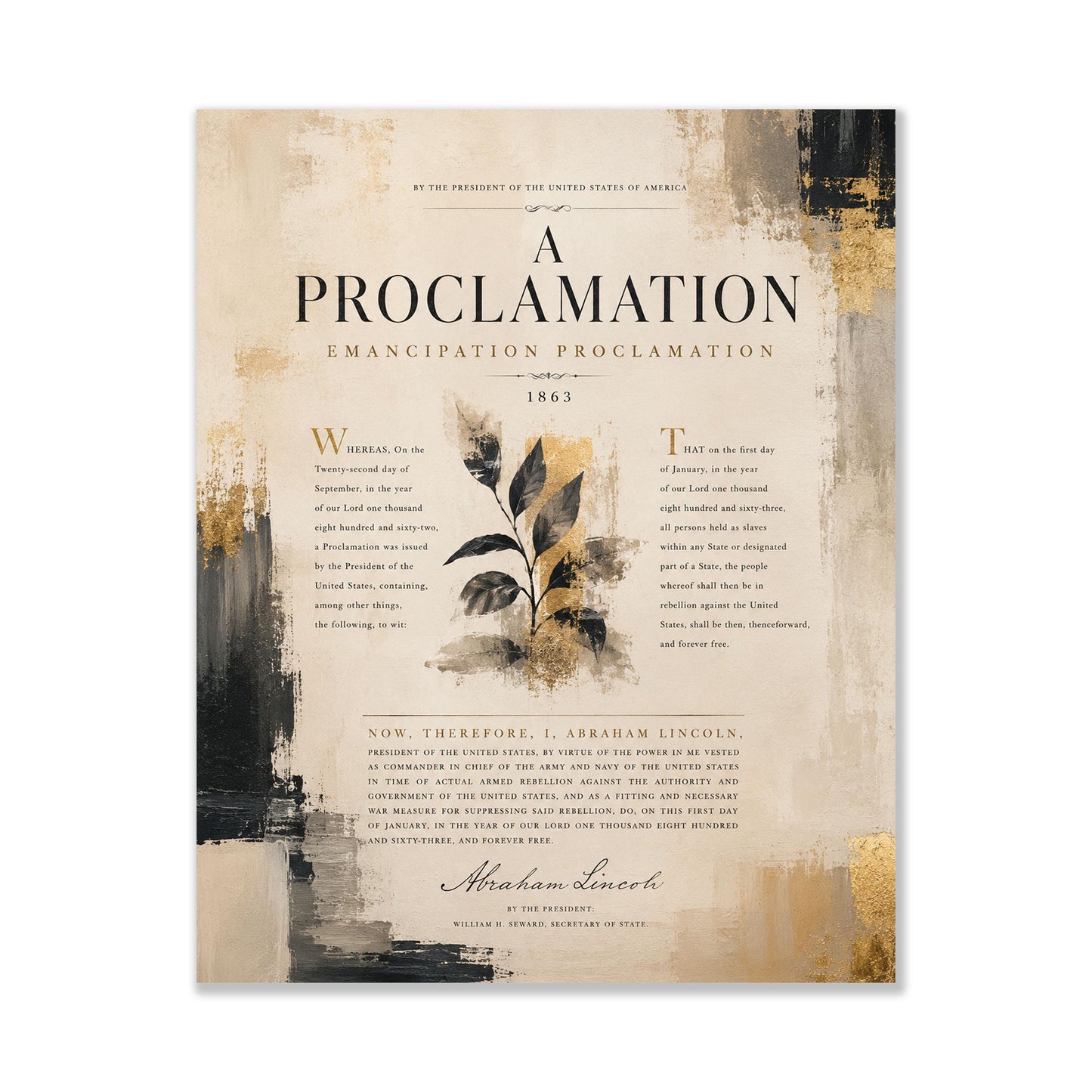 Emancipation Proclamation Wall Art Print, Abraham Lincoln Document, Neutral Historical Home Decor, American History, Freedom Poster