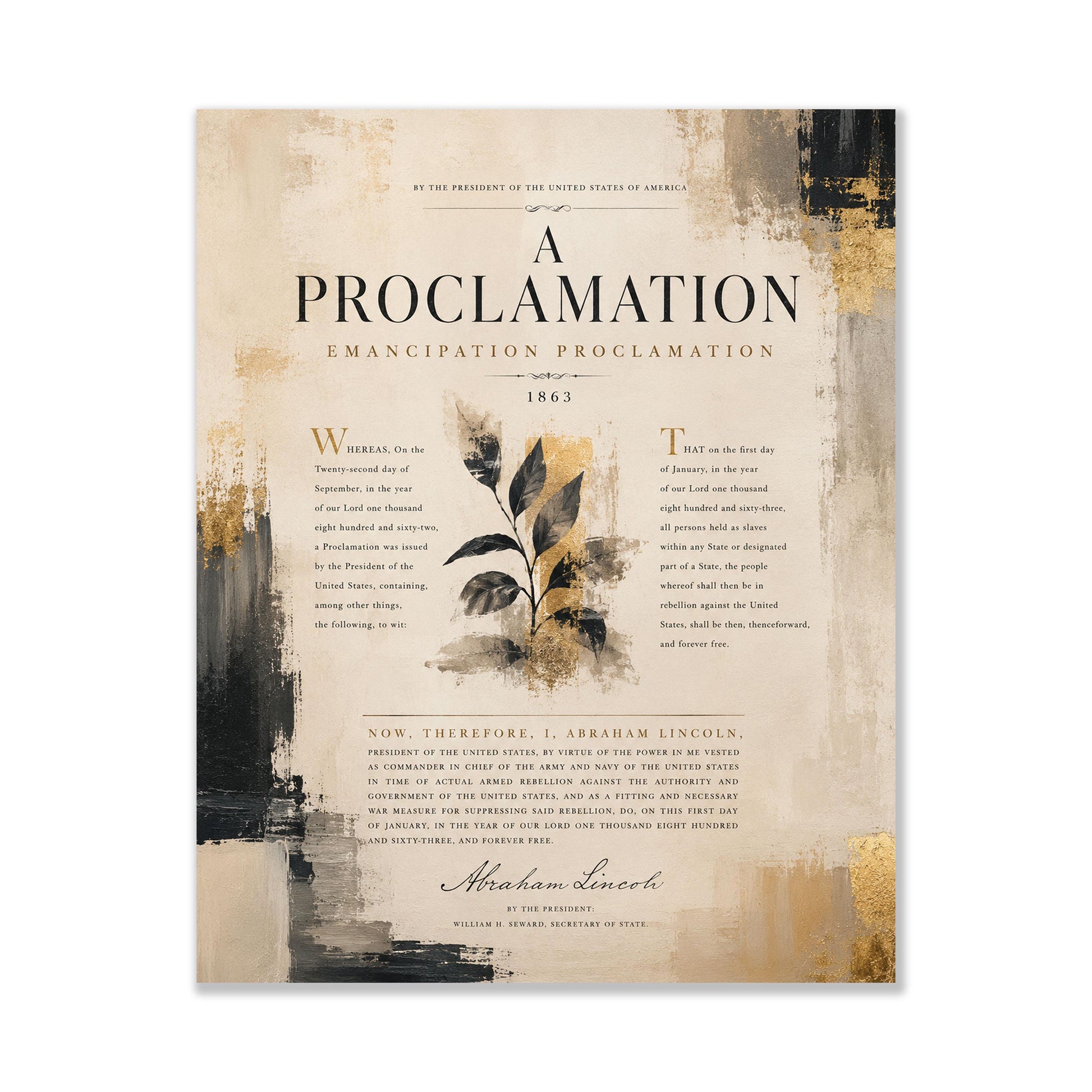 Emancipation Proclamation Wall Art Print, Abraham Lincoln Document, Neutral Historical Home Decor, American History, Freedom Poster
