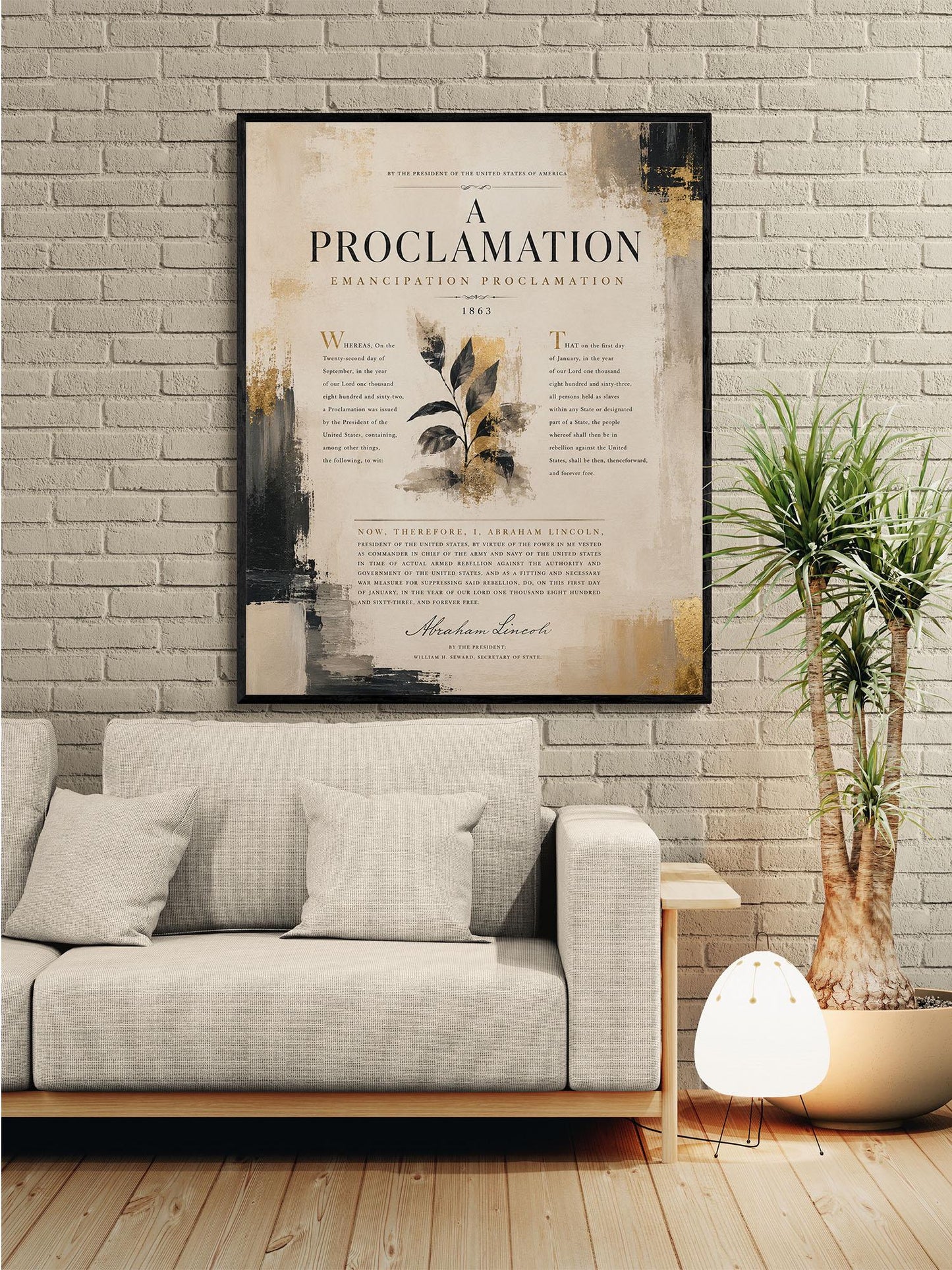 Emancipation Proclamation Wall Art Print, Abraham Lincoln Document, Neutral Historical Home Decor, American History, Freedom Poster