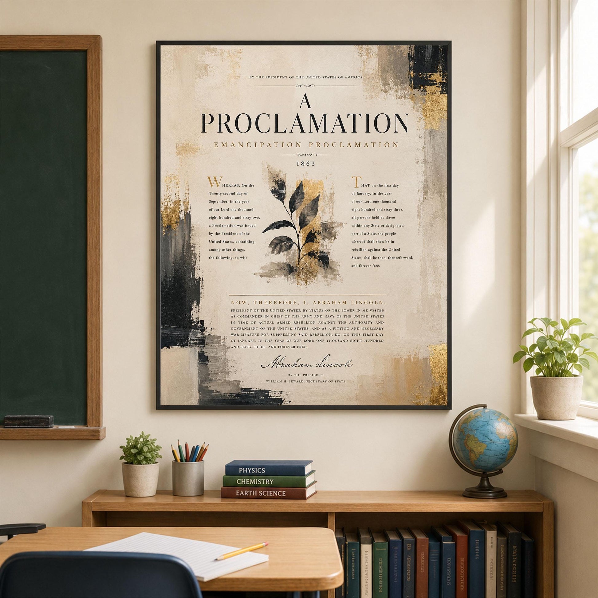 Emancipation Proclamation Wall Art Print, Abraham Lincoln Document, Neutral Historical Home Decor, American History, Freedom Poster