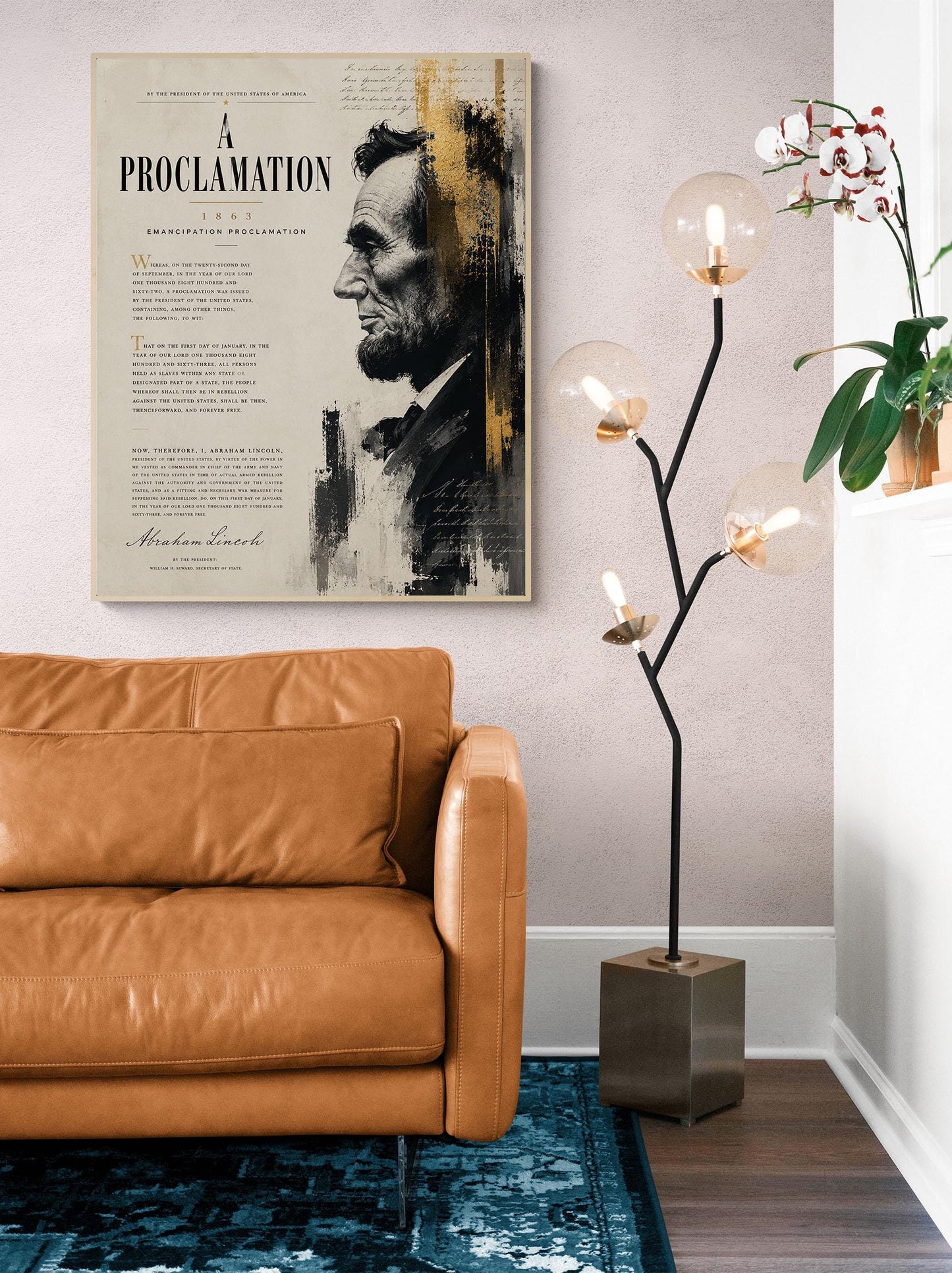 Emancipation Proclamation Wall Art Print, Abraham Lincoln Portrait, American History Home Decor, Freedom Document, Historical Office
