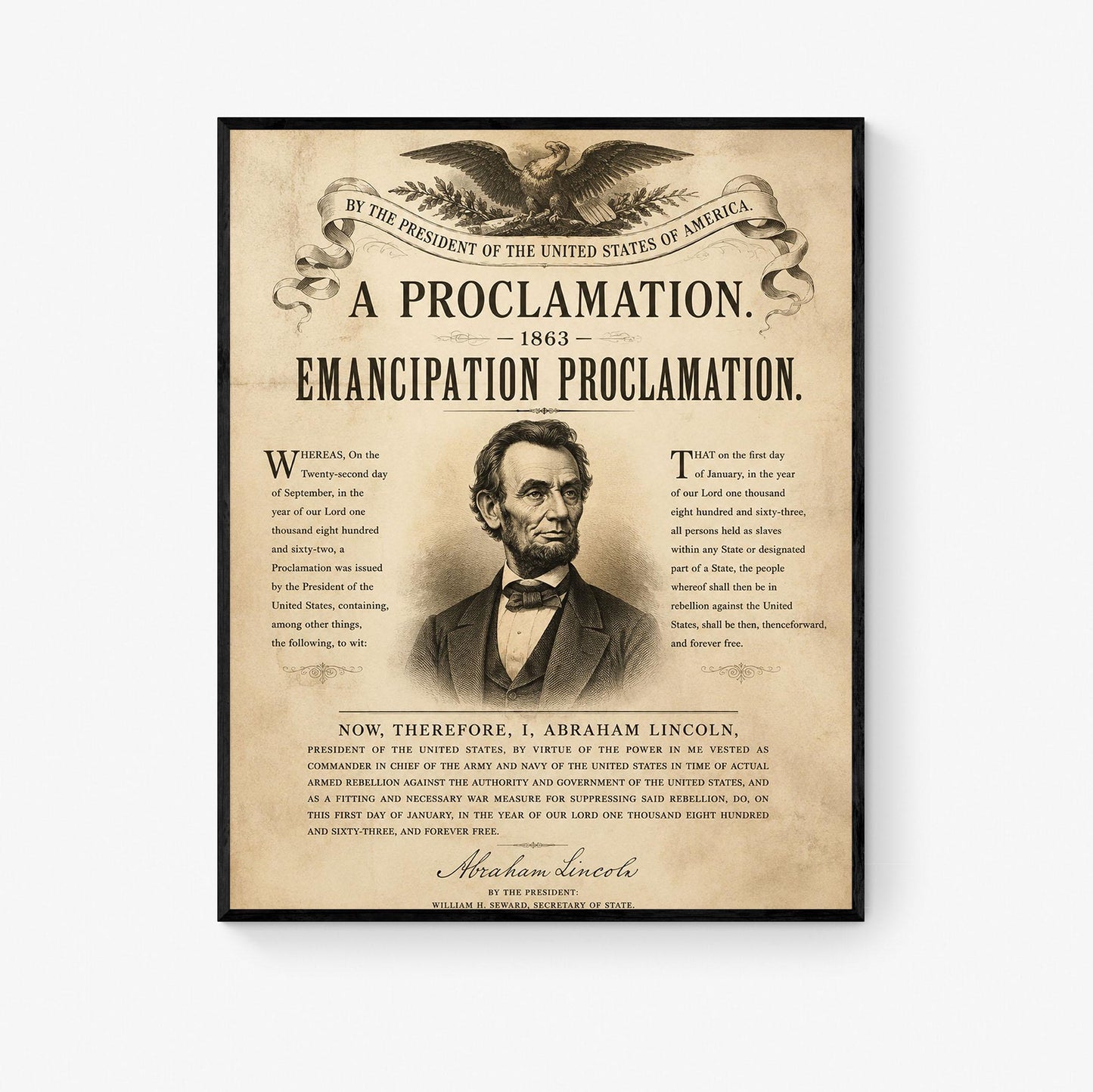 Emancipation Proclamation Wall Art Print, Abraham Lincoln Historical Poster, Civil War Document, American History Home Decor, Freedom Gift