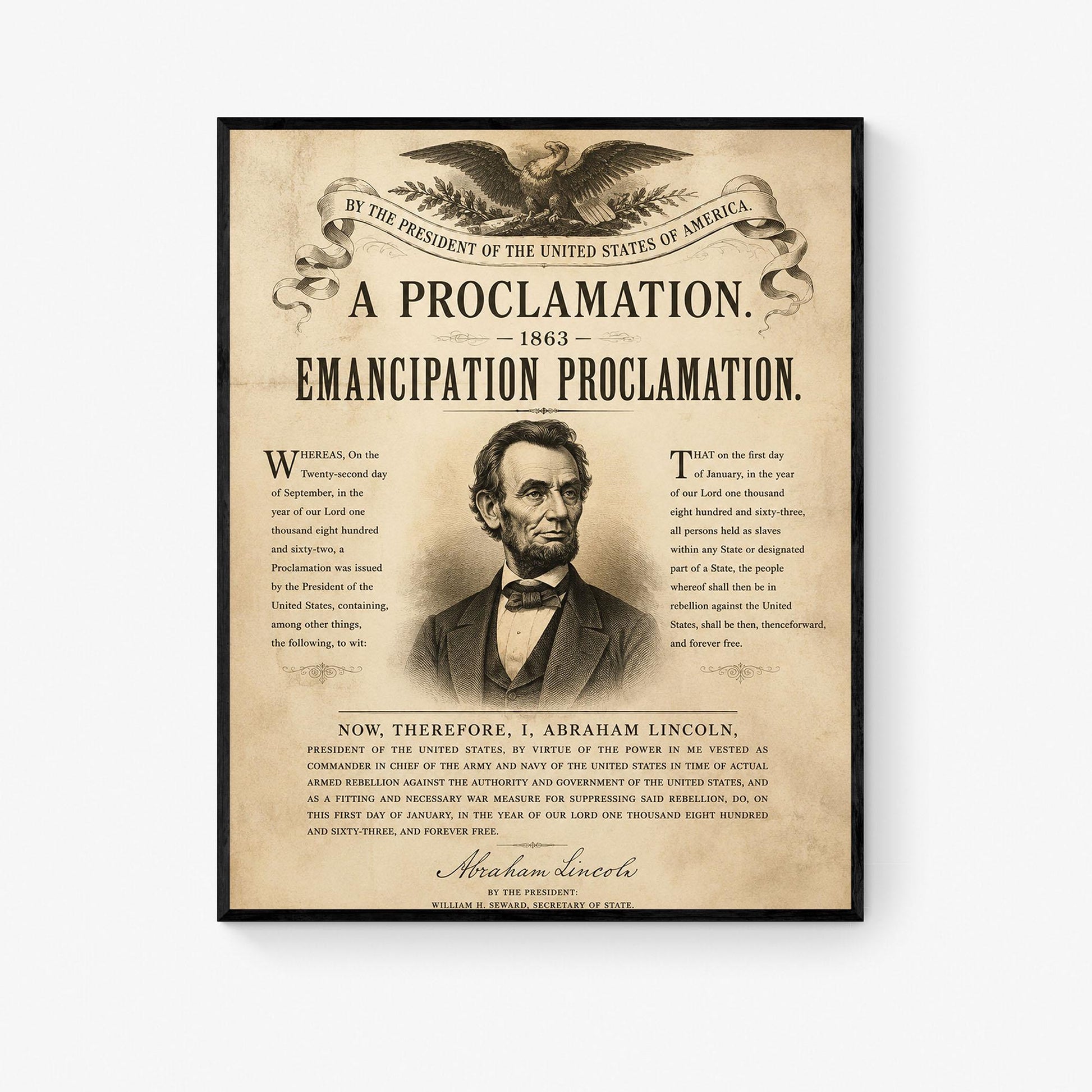 Emancipation Proclamation Wall Art Print, Abraham Lincoln Historical Poster, Civil War Document, American History Home Decor, Freedom Gift