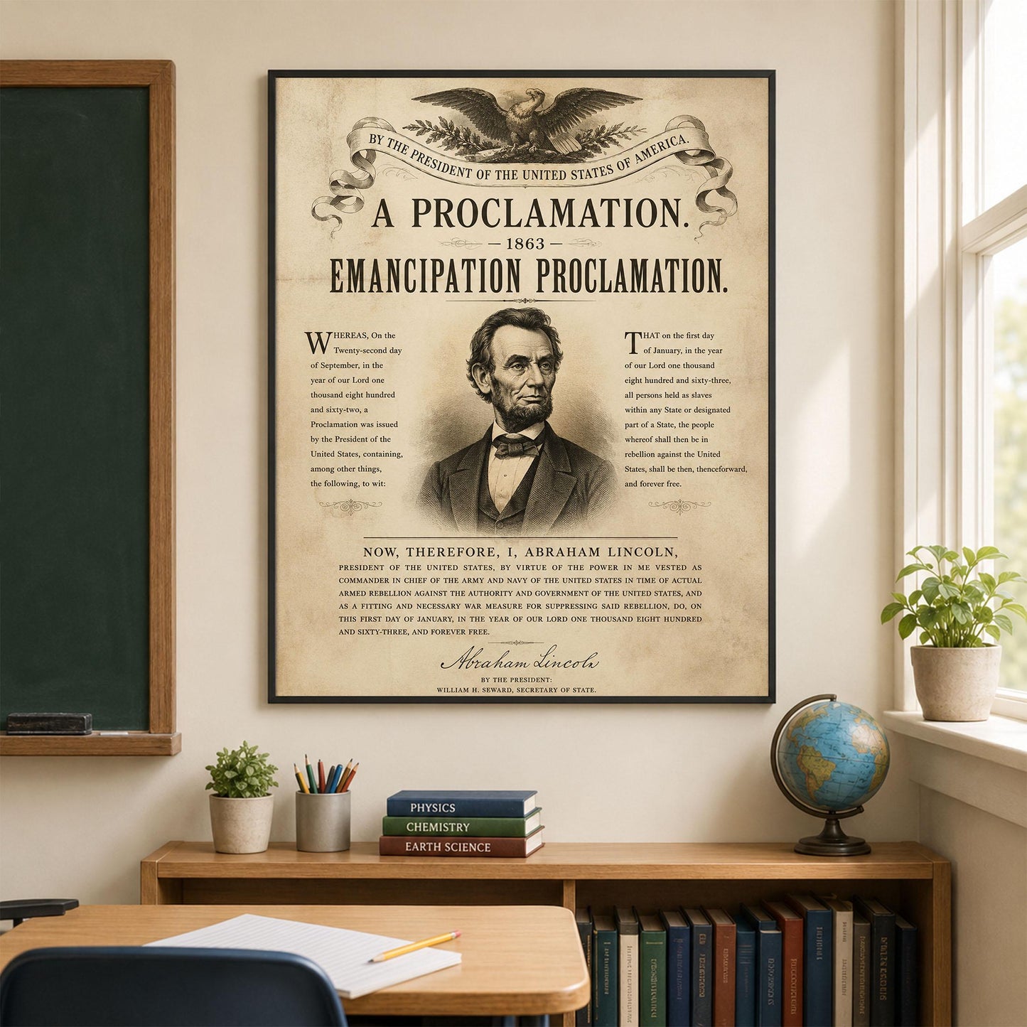 Emancipation Proclamation Wall Art Print, Abraham Lincoln Historical Poster, Civil War Document, American History Home Decor, Freedom Gift