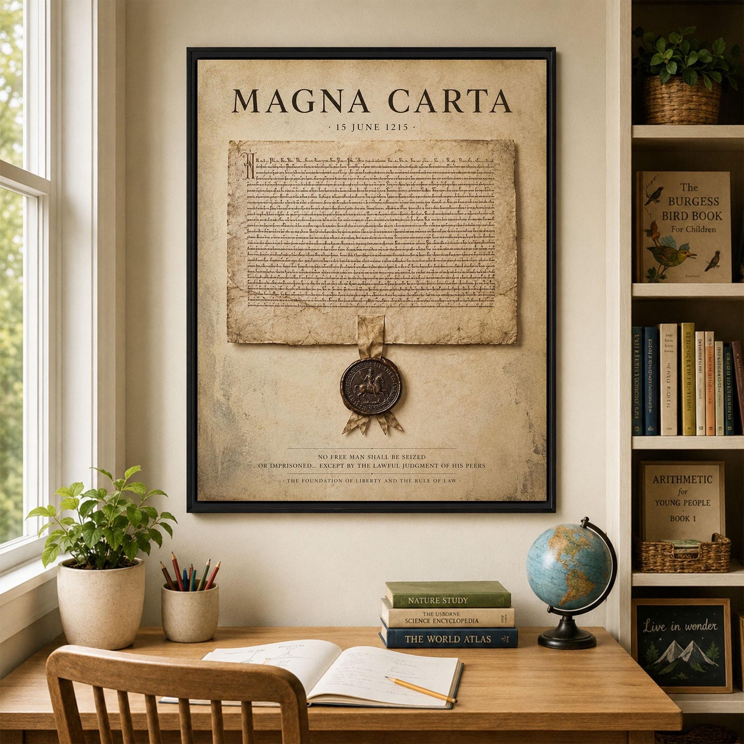 Magna Carta Wall Art Print, Historic Document Home Decor, Rule of Law Poster, Medieval Charter, History Office and Library Artwork