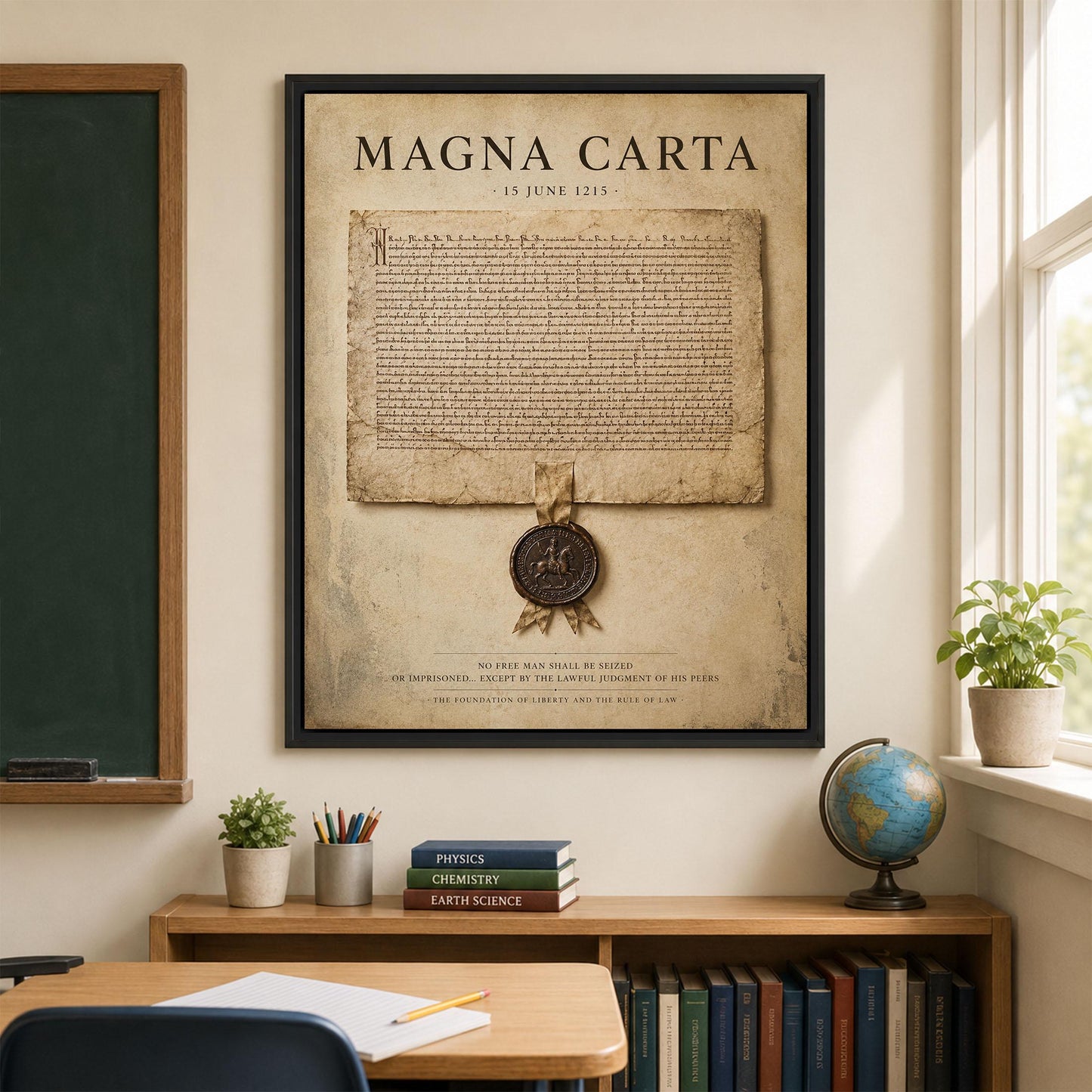 Magna Carta Wall Art Print, Historic Document Home Decor, Rule of Law Poster, Medieval Charter, History Office and Library Artwork