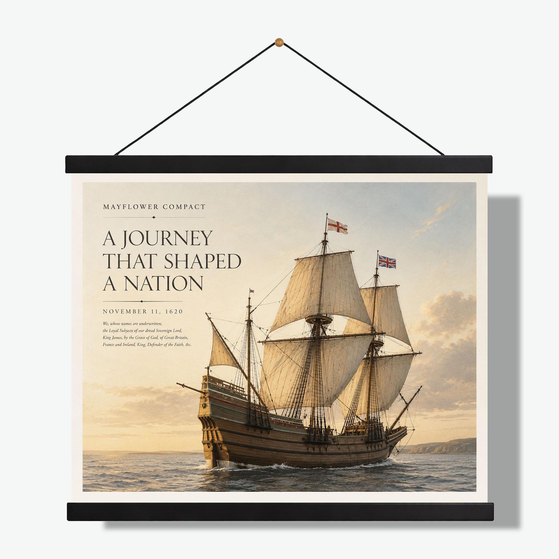 Mayflower Compact Wall Art Print, Pilgrim Ship Historical Home Decor, American Founding Documents, Teacher Classroom, History Office Poster