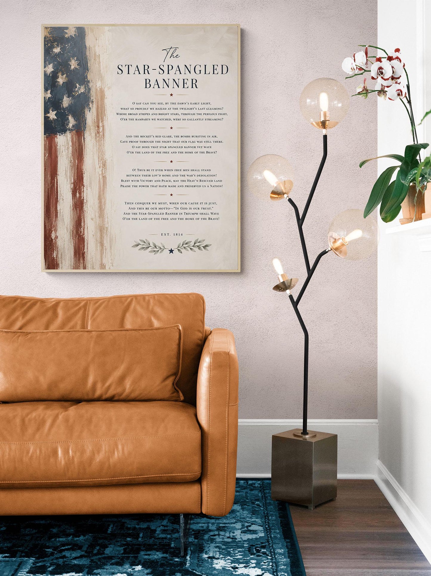 Star-Spangled Banner Wall Art Print, Patriotic American Flag Home Decor, National Anthem Poster, Americana Typography, USA History Gift