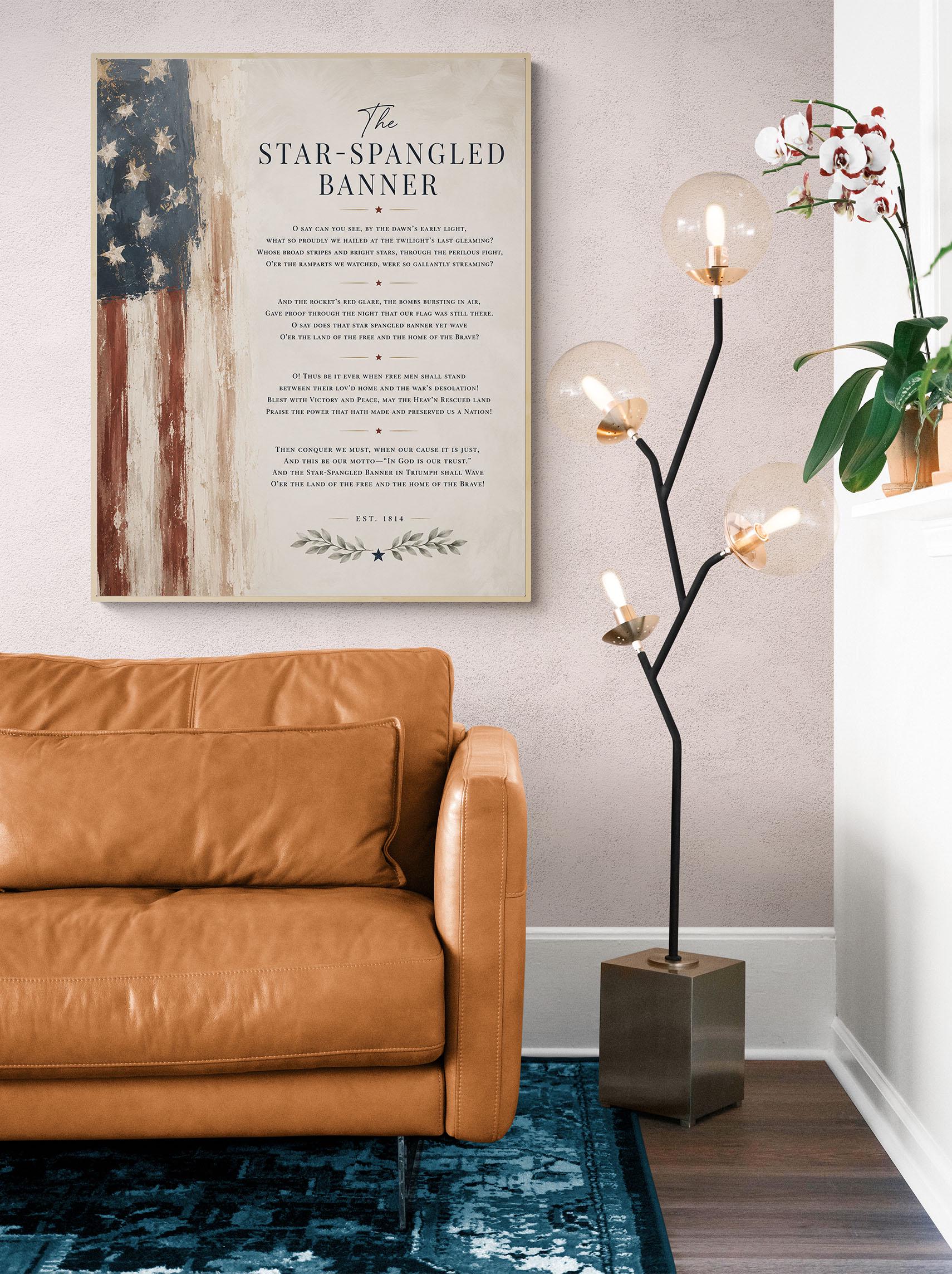 Star-Spangled Banner Wall Art Print, Patriotic American Flag Home Decor, National Anthem Poster, Americana Typography, USA History Gift