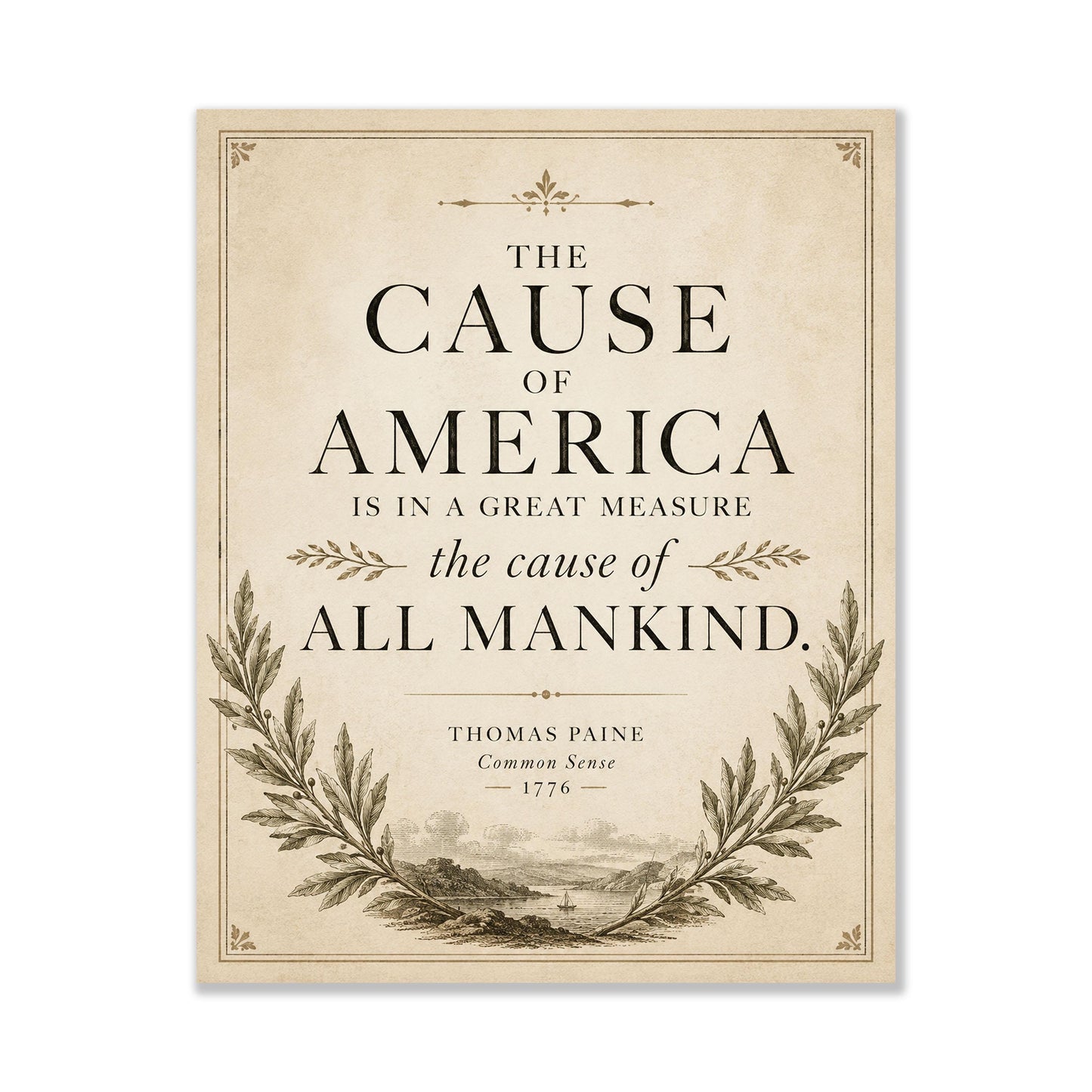 Thomas Paine Common Sense Wall Art Print | Cause of America | American Revolutionary War | Patriotic Home Decor | History Artwork