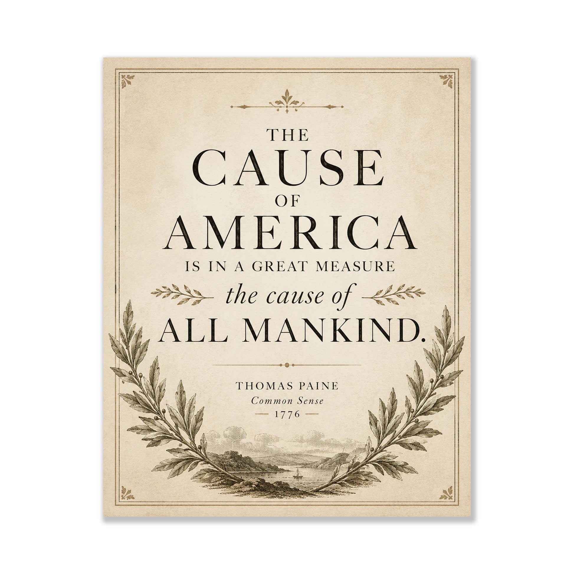 Thomas Paine Common Sense Wall Art Print | Cause of America | American Revolutionary War | Patriotic Home Decor | History Artwork