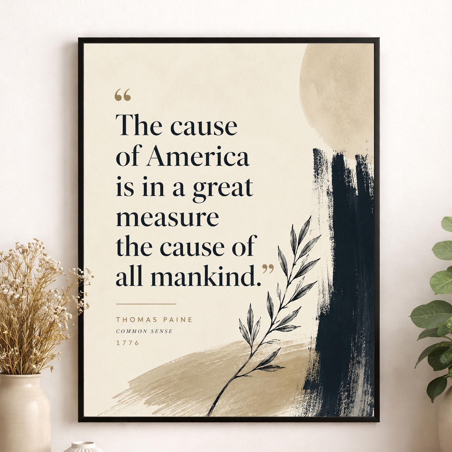 Thomas Paine Quote Wall Art Print, Common Sense Literary Home Decor, Patriotic History Quote Poster, American Heritage, Freedom Gift