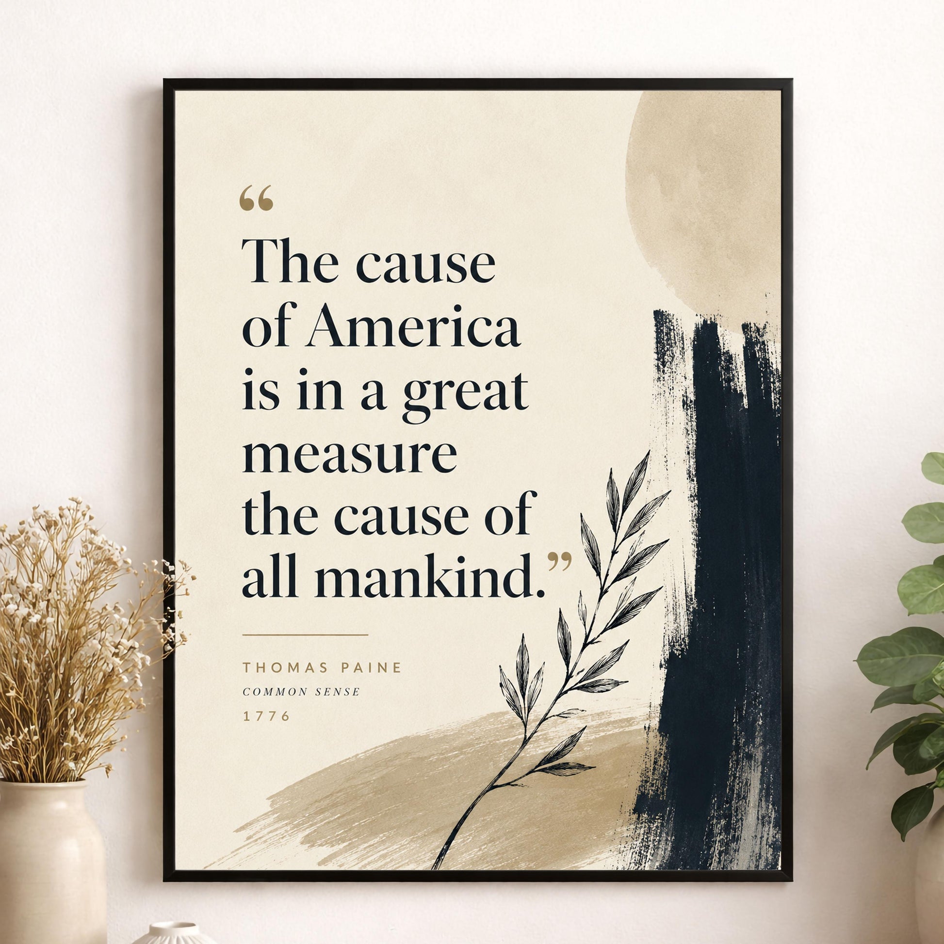Thomas Paine Quote Wall Art Print, Common Sense Literary Home Decor, Patriotic History Quote Poster, American Heritage, Freedom Gift