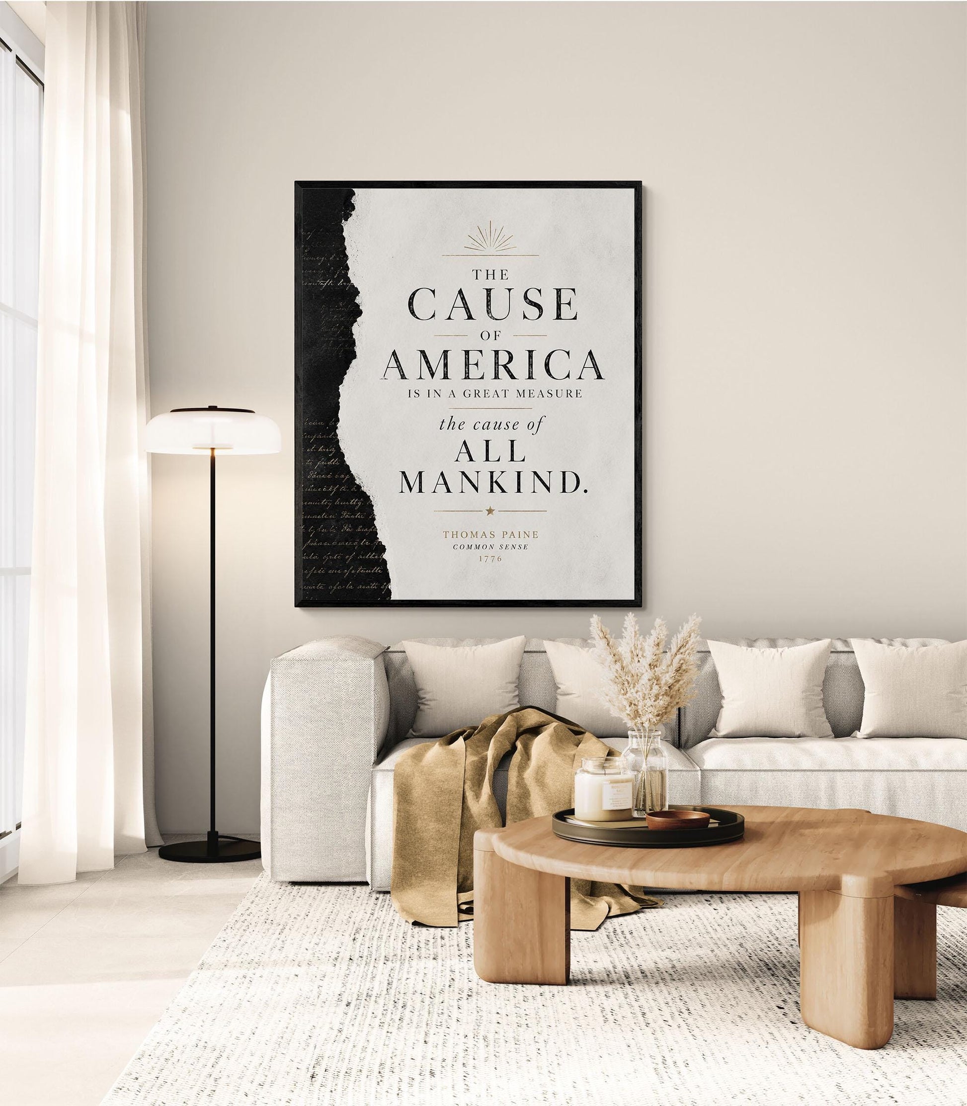Thomas Paine Common Sense Quote Wall Art Print, Cause of America, Minimalist Patriotic Decor, American History Typography, Freedom Poster