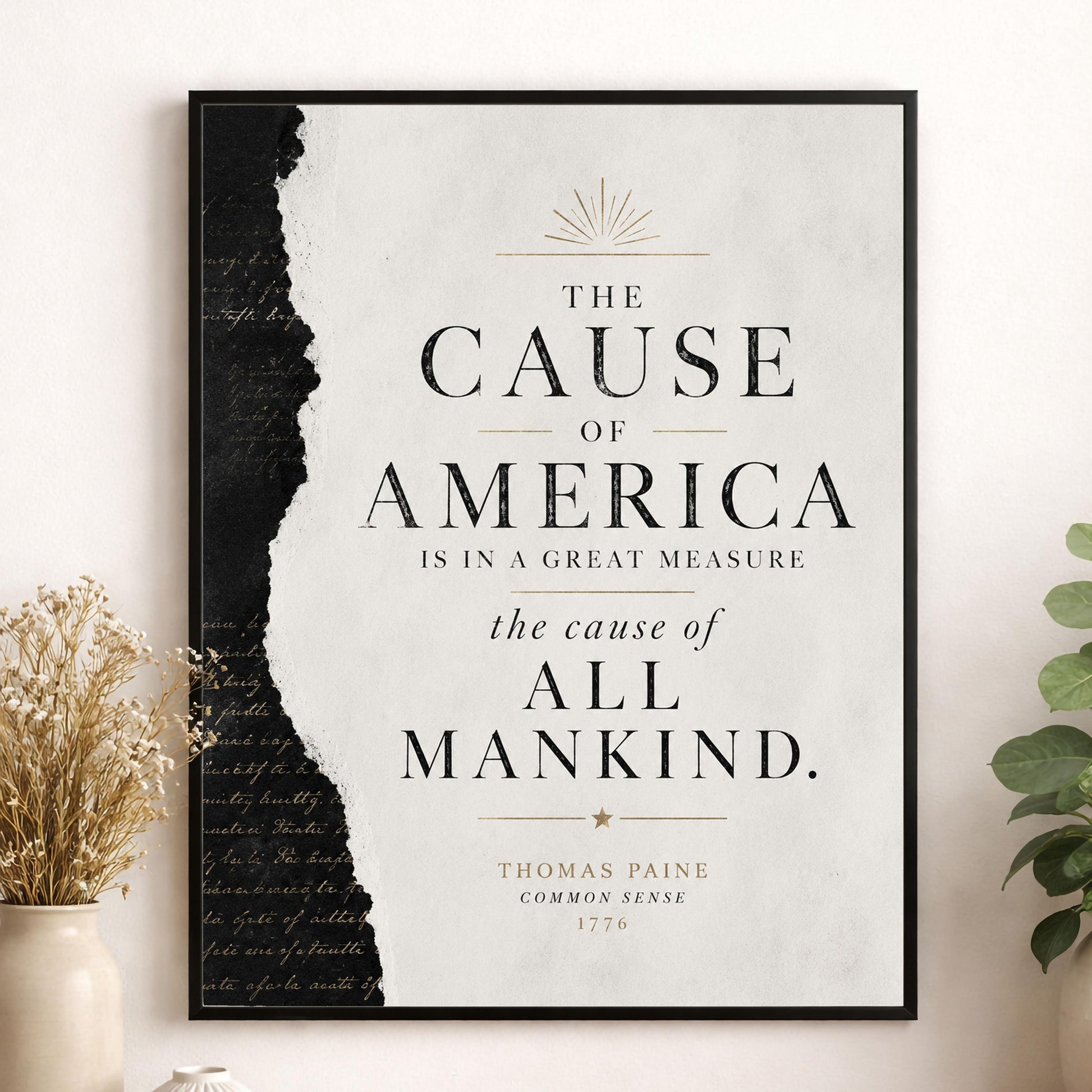 Thomas Paine Common Sense Quote Wall Art Print, Cause of America, Minimalist Patriotic Decor, American History Typography, Freedom Poster